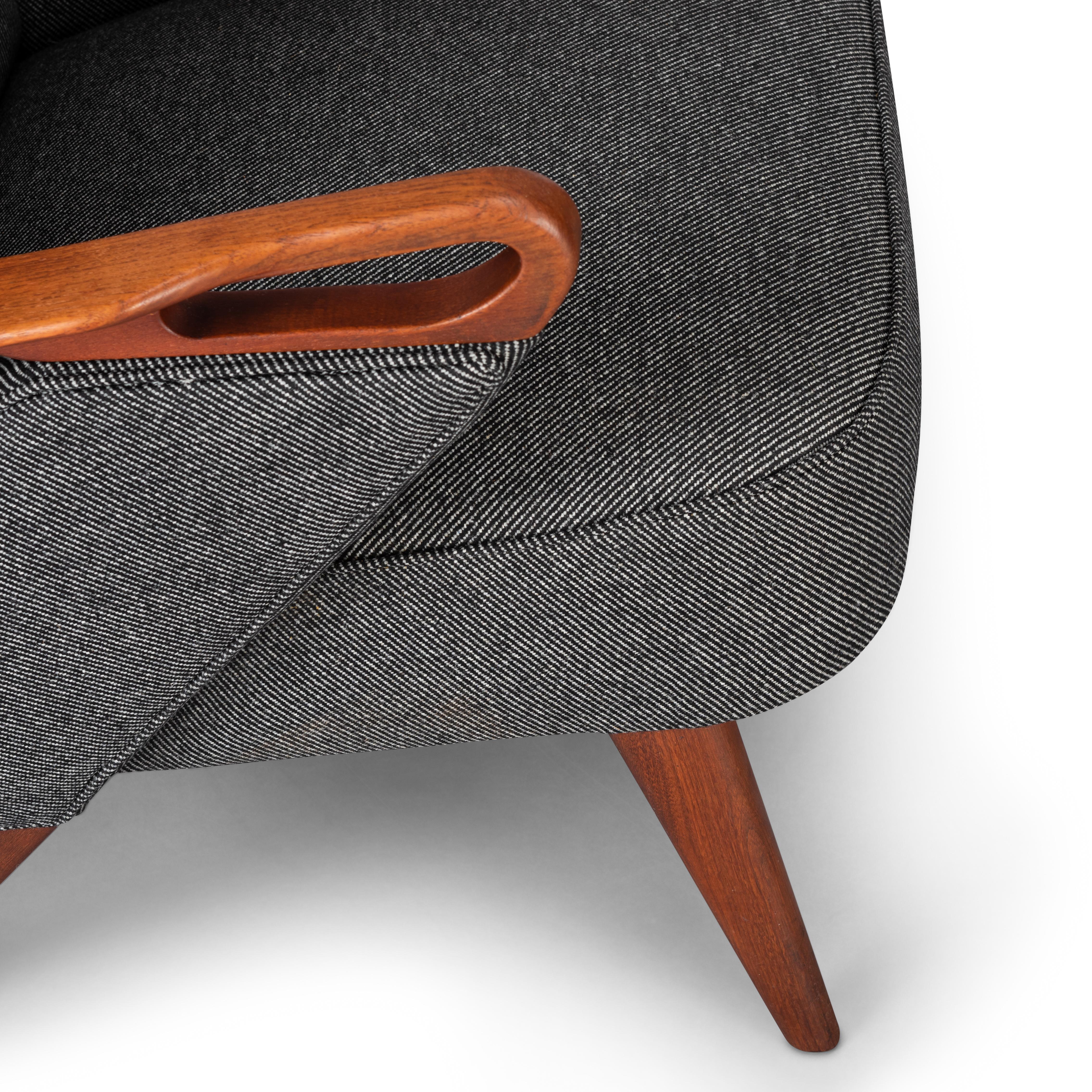 Midcentury Reupholstered Dark Grey Easy chair by C. Findahl Brodersen, 1950s 1
