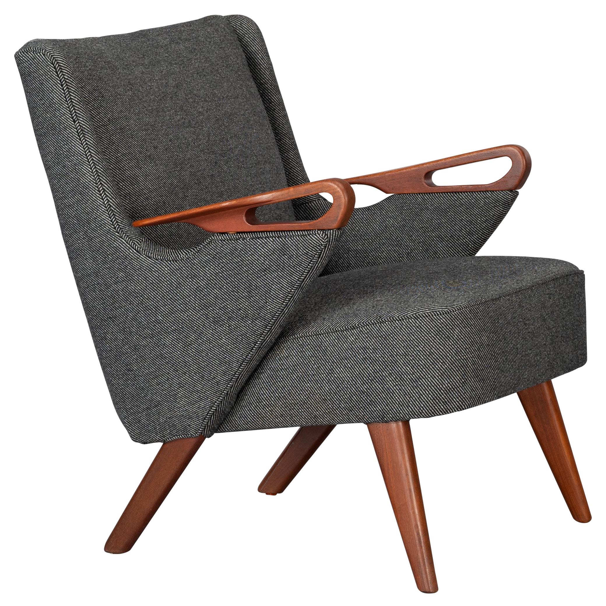 Midcentury Reupholstered Dark Grey Easy chair by C. Findahl Brodersen, 1950s