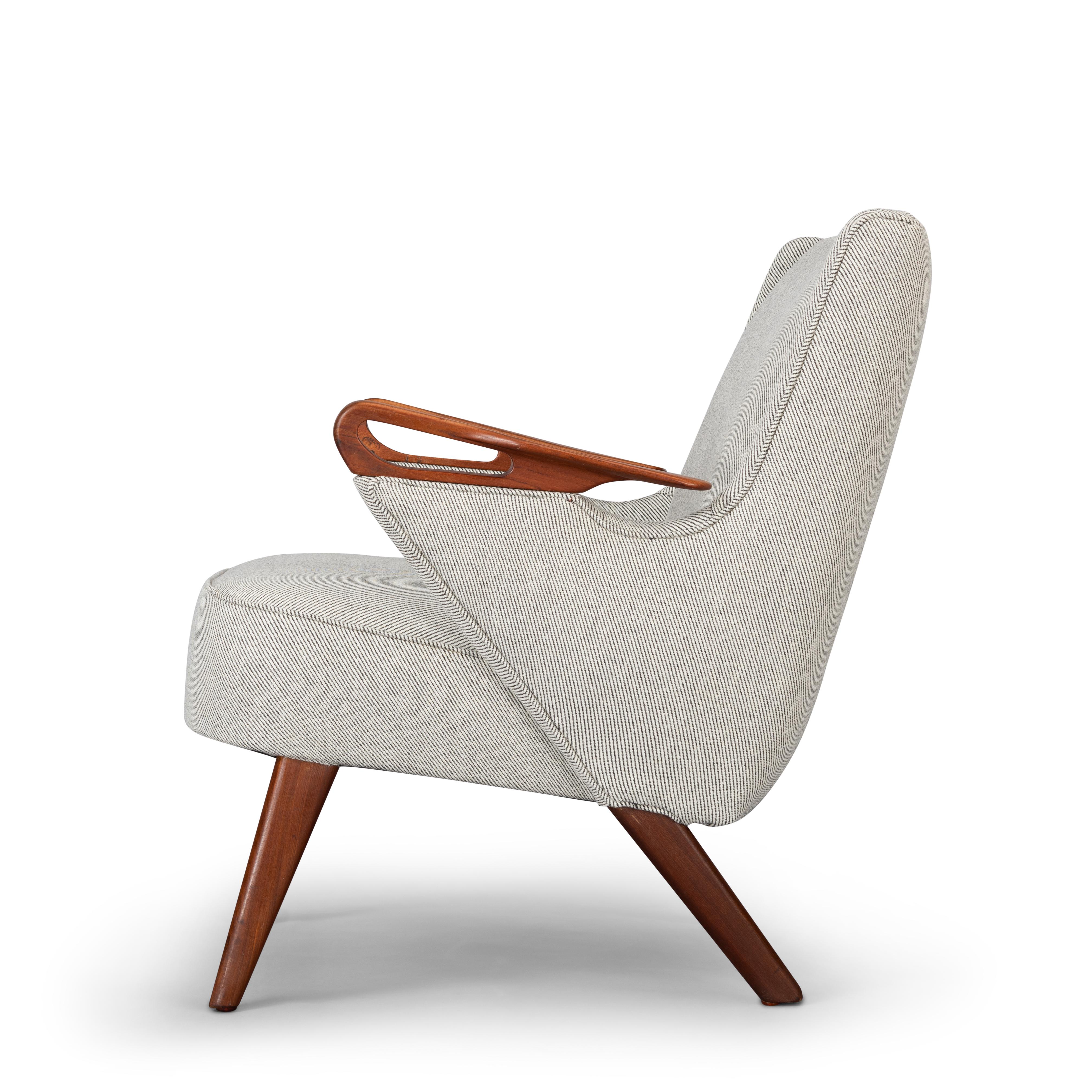 Midcentury Reupholstered Ecru Easy Chair by C. Findahl Brodersen, 1950s 2