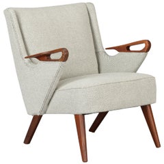 Midcentury Reupholstered Ecru Easy Chair by C. Findahl Brodersen, 1950s