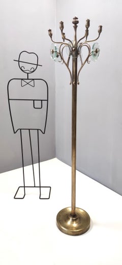 Brass and Glass Revolving Coat Rack Ascribable to Fontana Arte, Italy