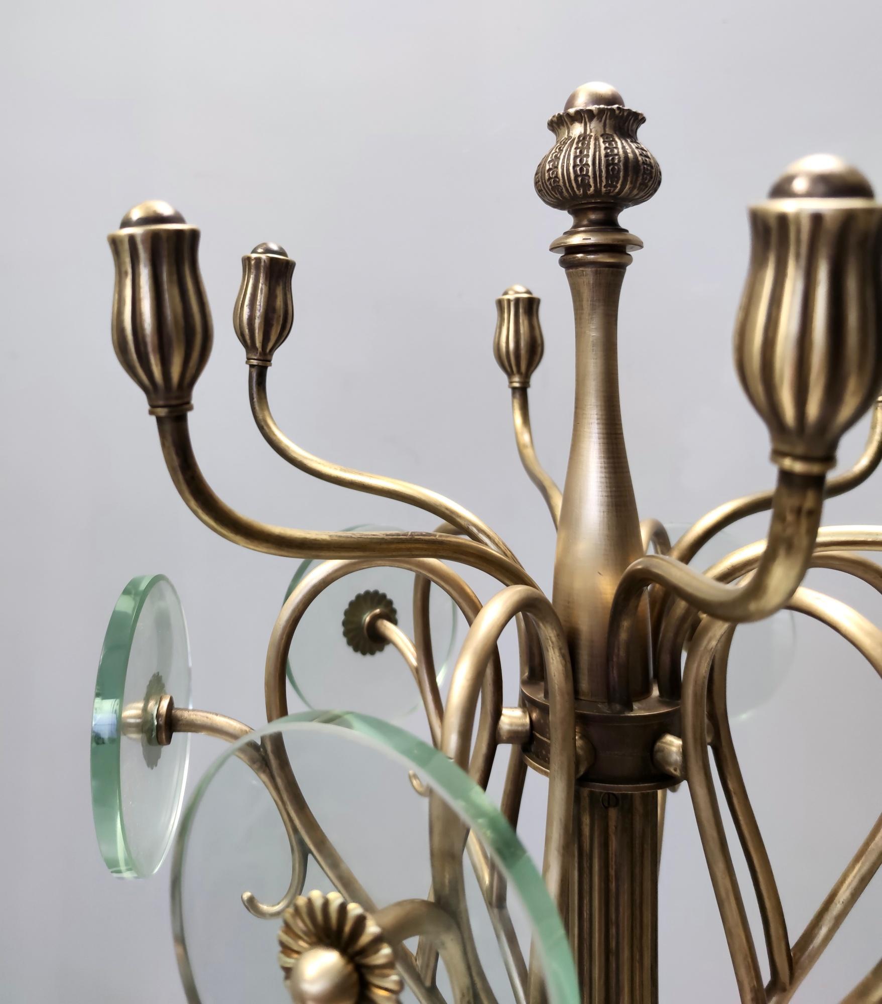 Revolving Brass and Glass Coat Rack Ascribable to Fontana Arte, Italy For Sale 2