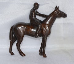Rider on Horse Japanese Cast Metal Bronze Finish