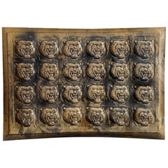 Midcentury Roaring Tiger Bronze-Finish Wall or Ceiling Tiles:: Decorative Plates