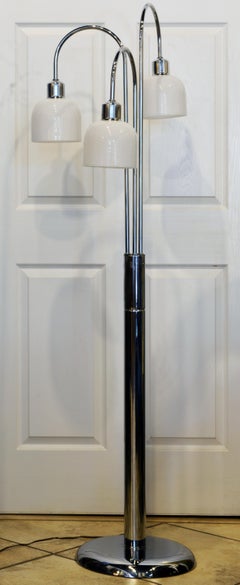 Midcentury Robert Sonneman Style Chrome Waterfall Floor Lamp with Glass Shades