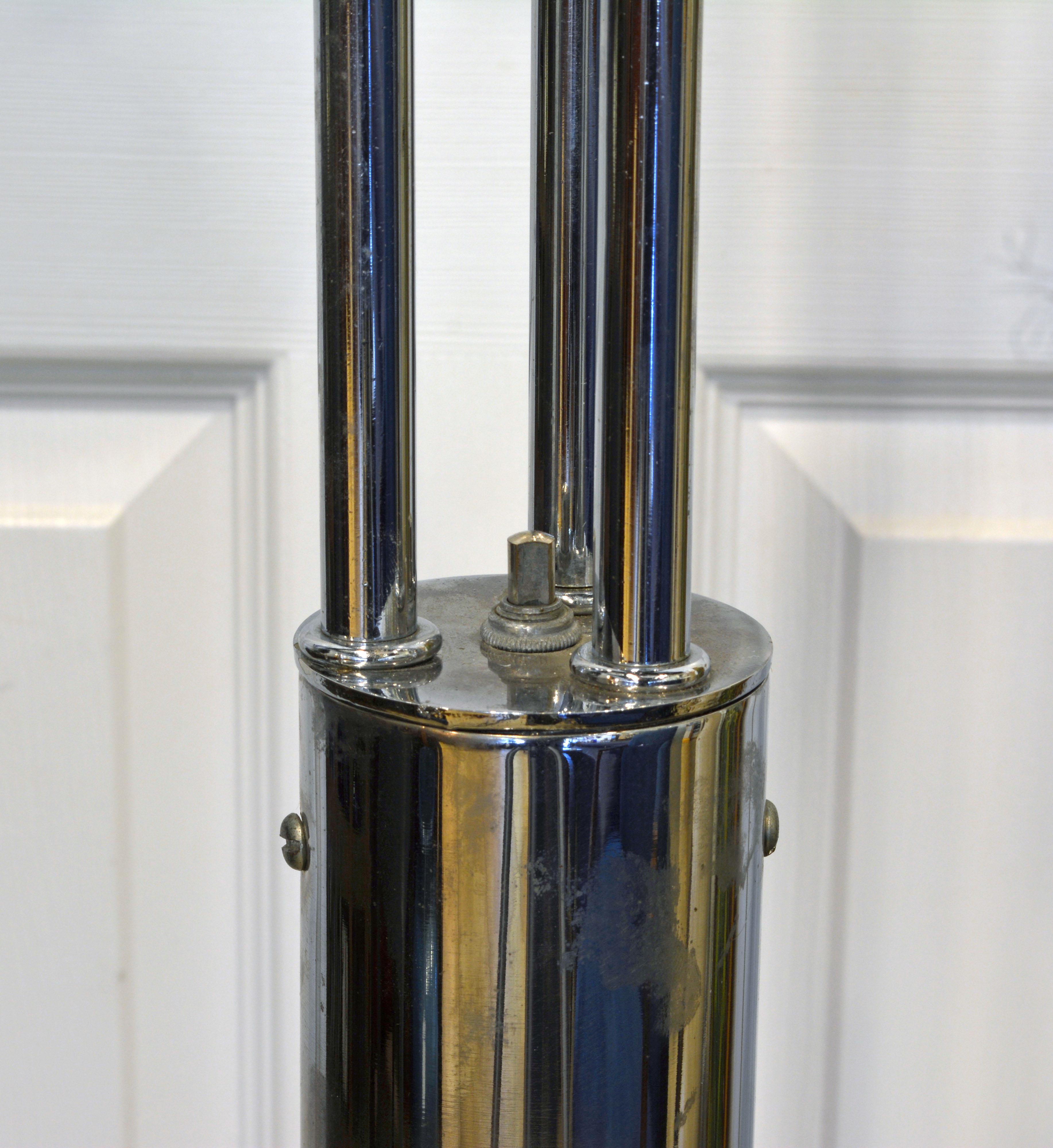 Mid-Century Modern Midcentury Robert Sonneman Style Chrome Waterfall Floor Lamp with Glass Shades
