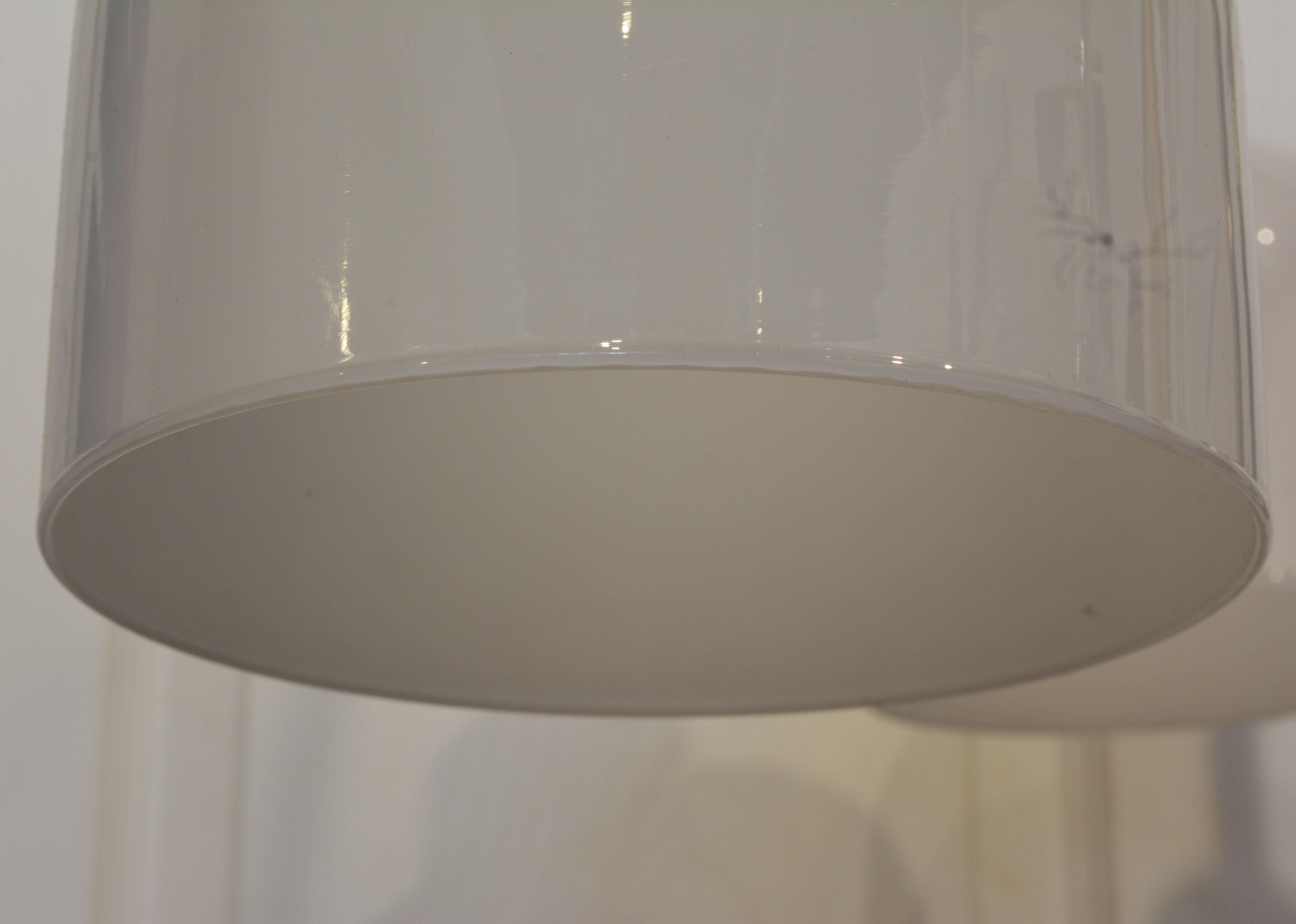 Milk Glass Midcentury Robert Sonneman Style Chrome Waterfall Floor Lamp with Glass Shades