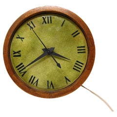 Retro Midcentury Robert Wuersch Ceramic and Walnut Wall Clock