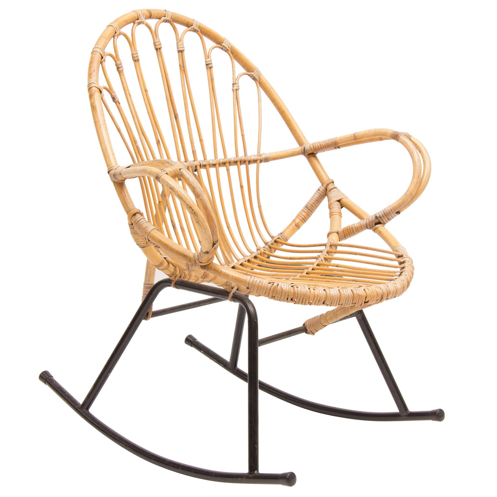 Midcentury Rocking Chair by Rohe Schommelstoel For Sale