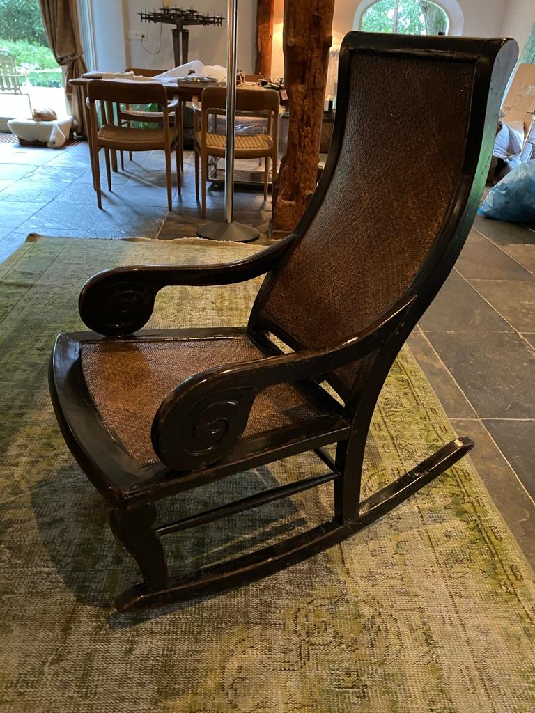 Midcentury Rocking Chair, Hardwood and Rattan, 1970's, England For Sale ...