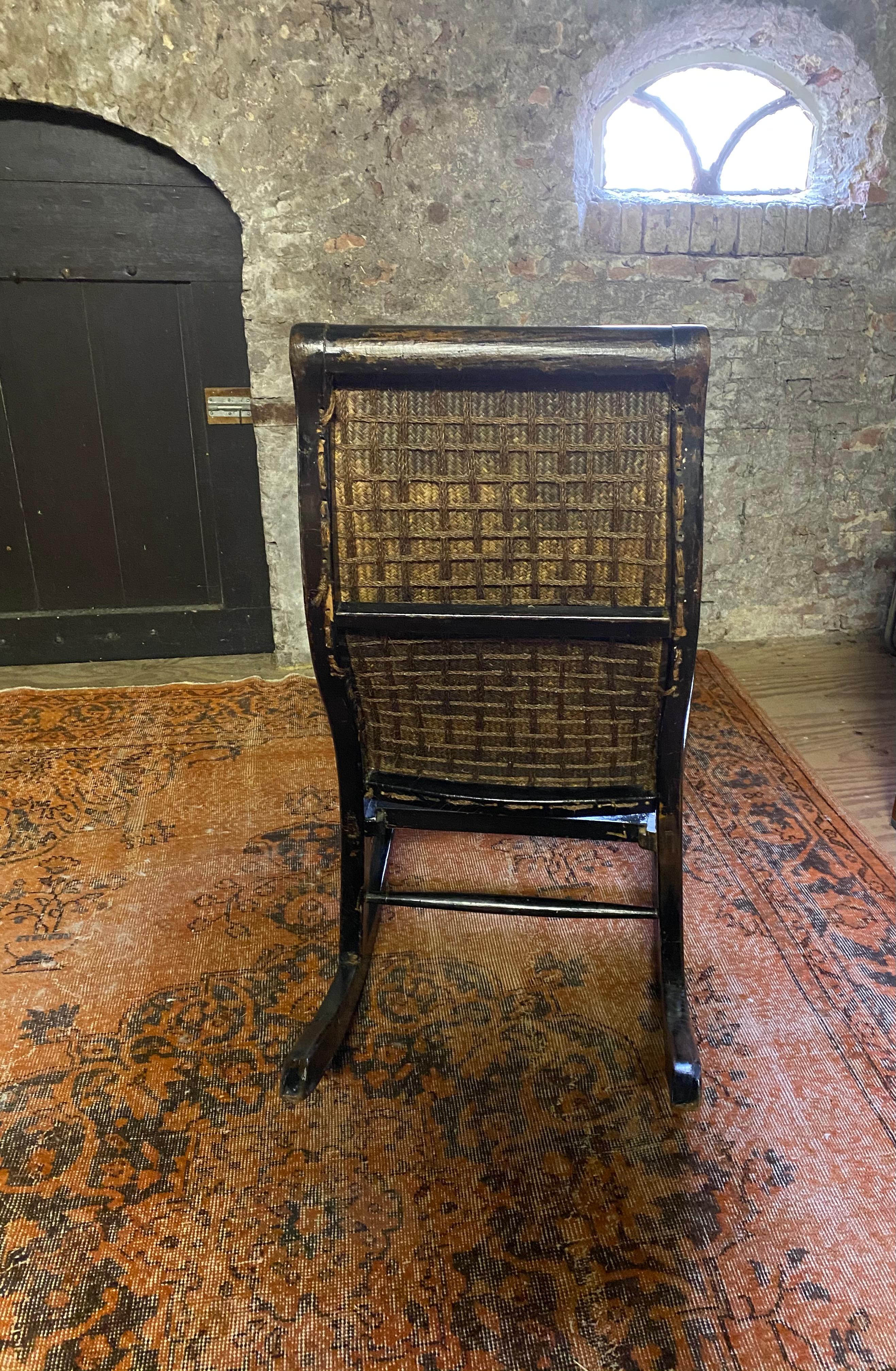 Midcentury Rocking Chair, Hardwood and Rattan, 1970's, England For Sale 1