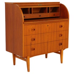 Retro Midcentury Roll Top Secretary Desk, 1960s