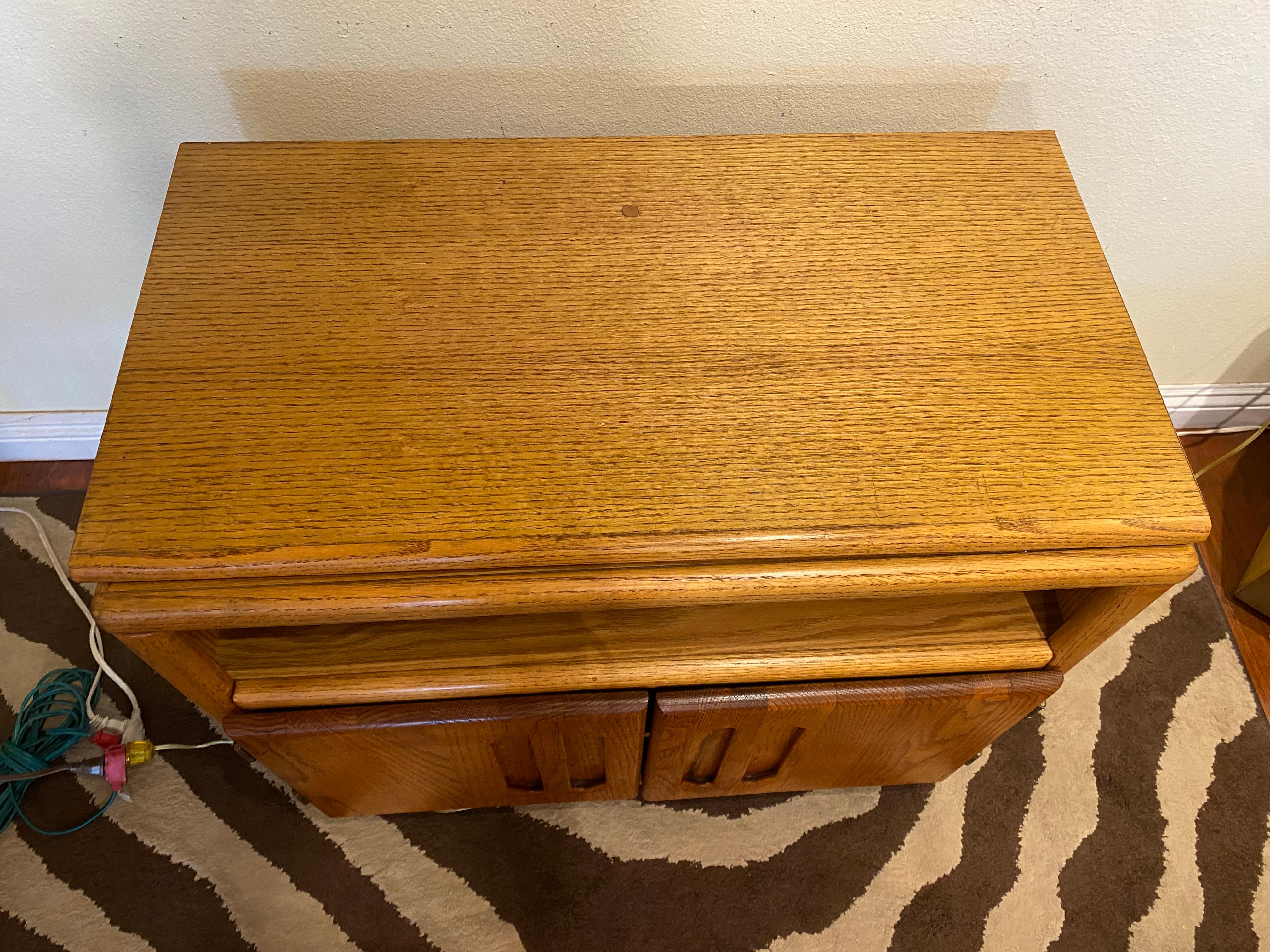 American Midcentury Rolling TV Cabinet in Walnut For Sale