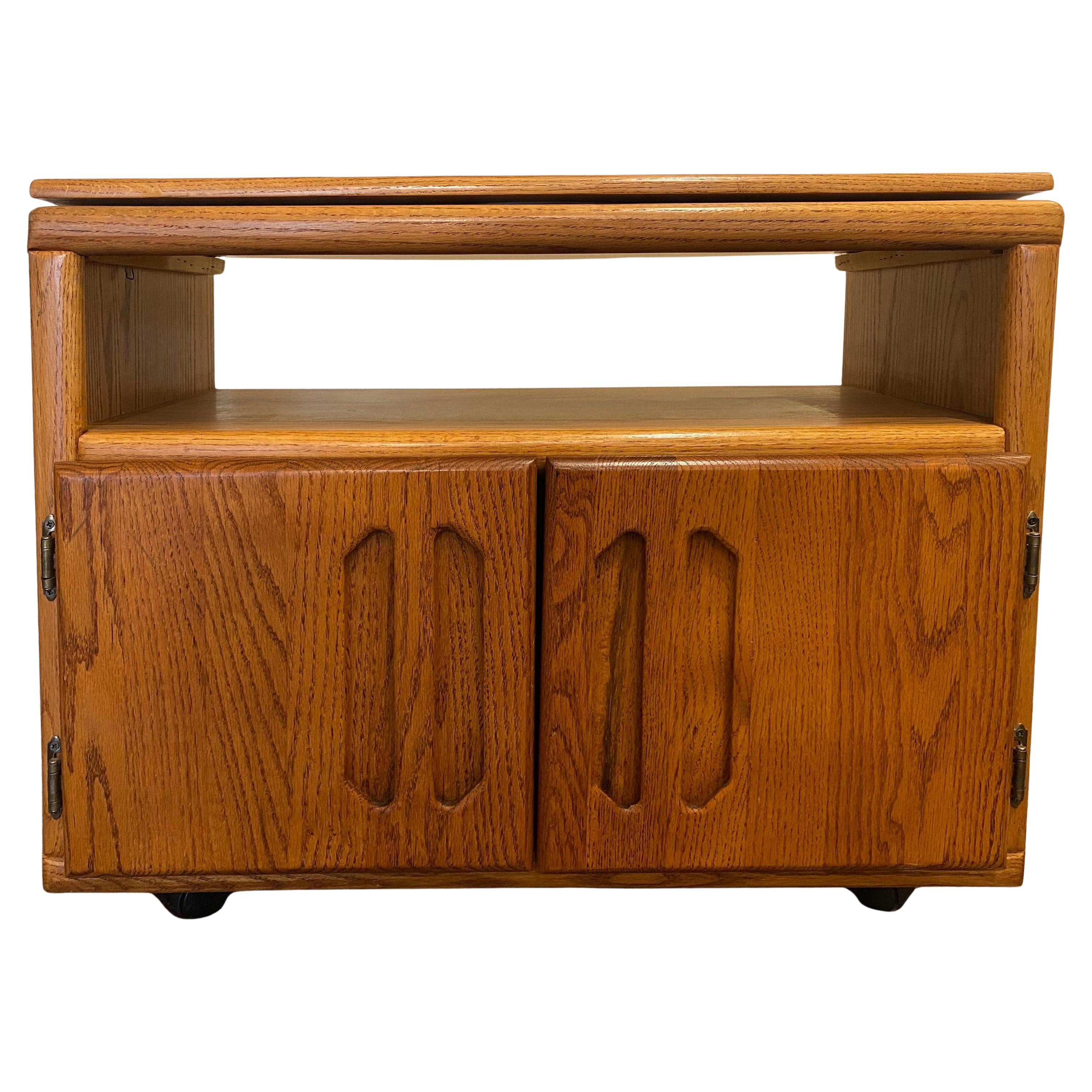 Midcentury Rolling TV Cabinet in Walnut For Sale
