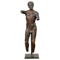 Midcentury Roman Bronze Sculpture of a Classical Nude Male