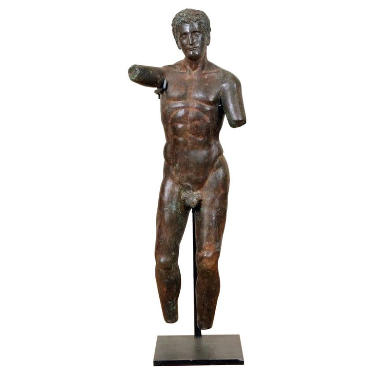Midcentury Roman Bronze Sculpture of a Classical Nude Male at 1stDibs