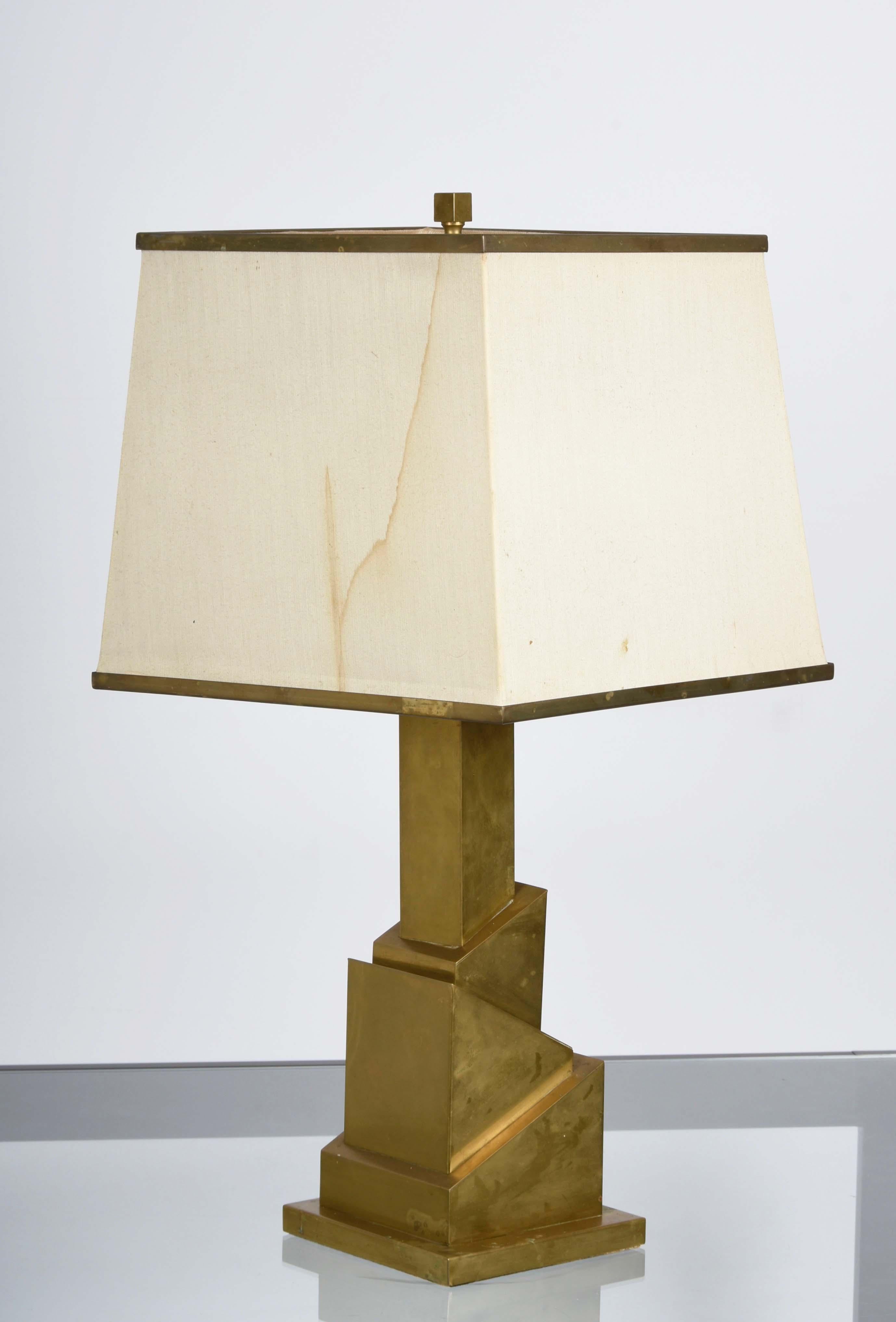 Midcentury Romeo Rega Brass Table Lamp with Skyscraper Structure, Italy, 1970s 4