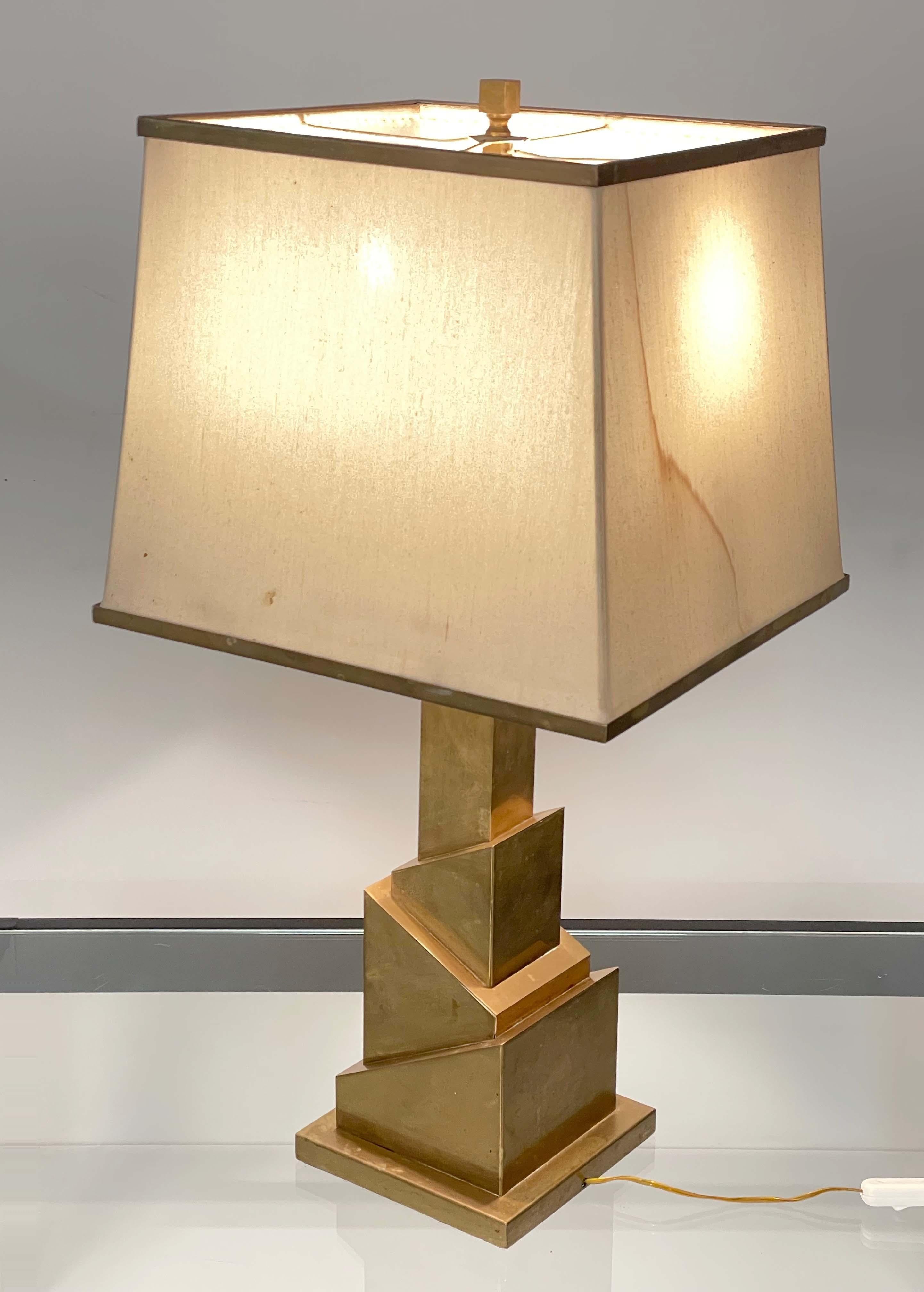 Midcentury Romeo Rega Brass Table Lamp with Skyscraper Structure, Italy, 1970s 9