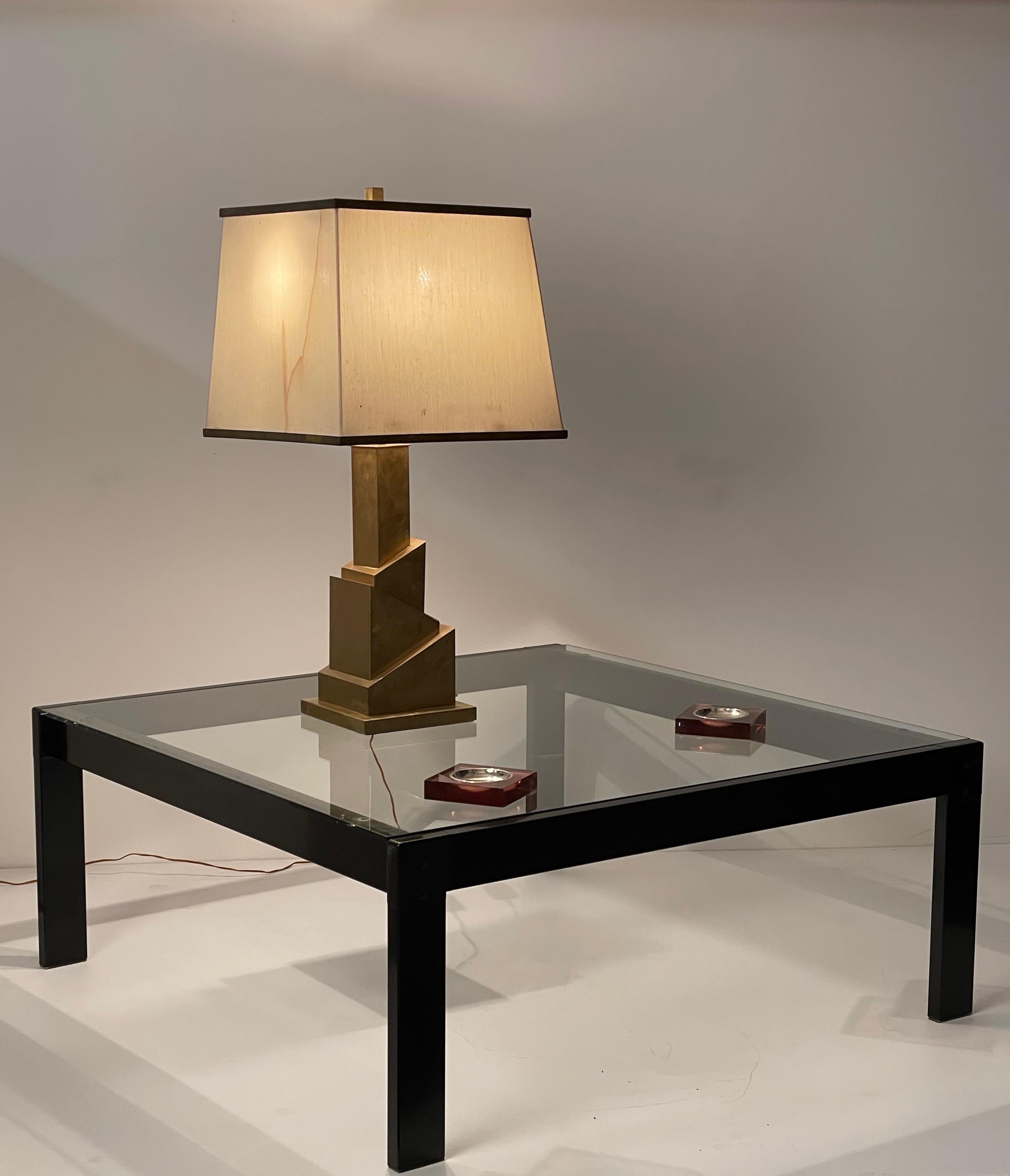 Midcentury Romeo Rega Brass Table Lamp with Skyscraper Structure, Italy, 1970s 11