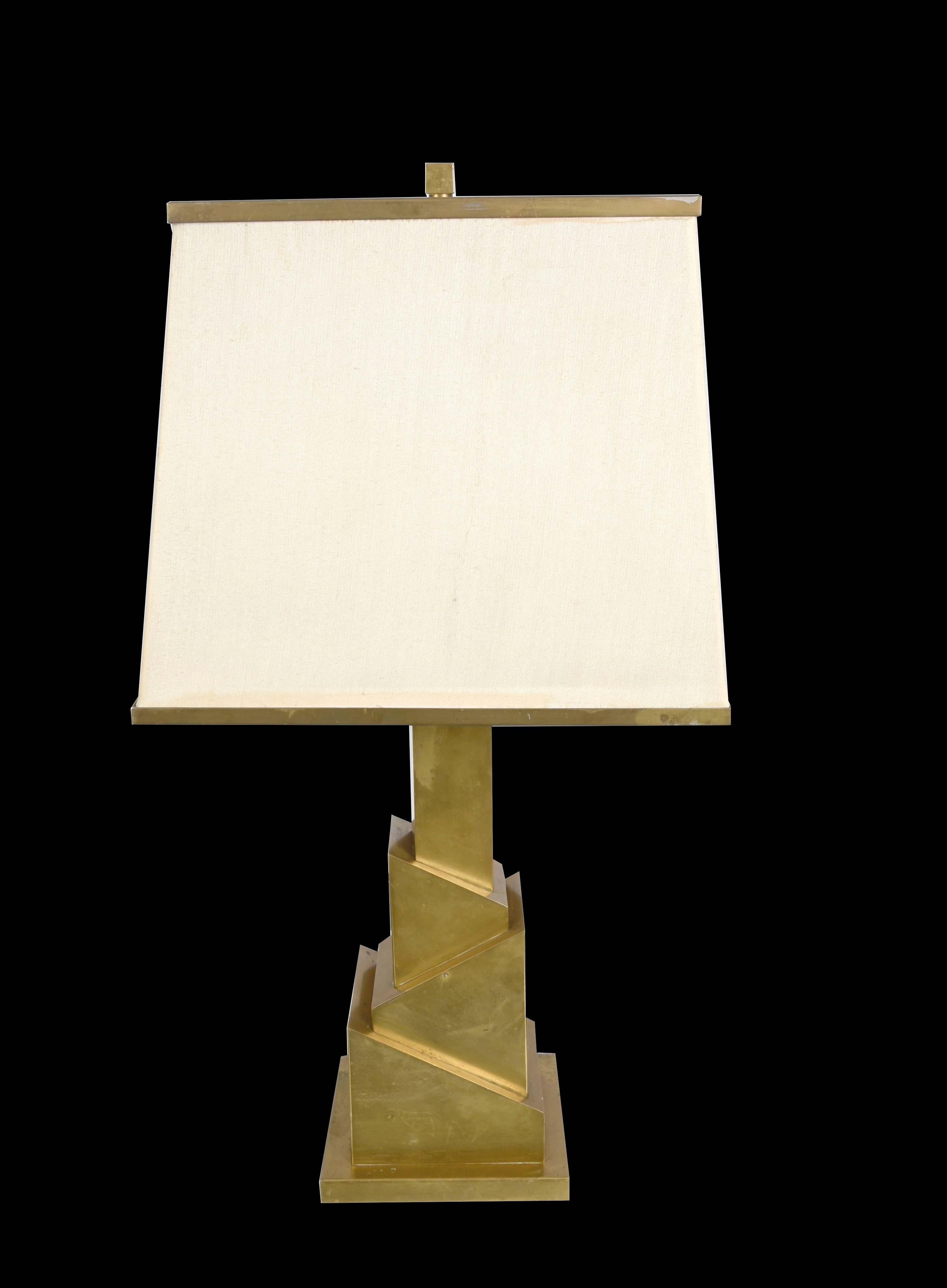 Midcentury Romeo Rega Brass Table Lamp with Skyscraper Structure, Italy, 1970s 13