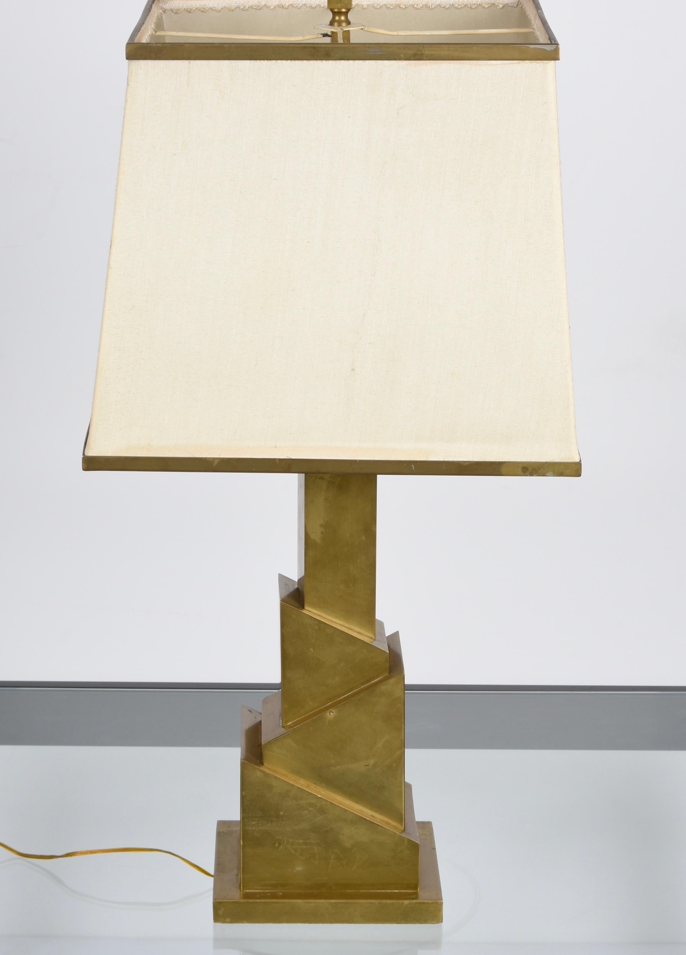 Midcentury Romeo Rega Brass Table Lamp with Skyscraper Structure, Italy, 1970s 1