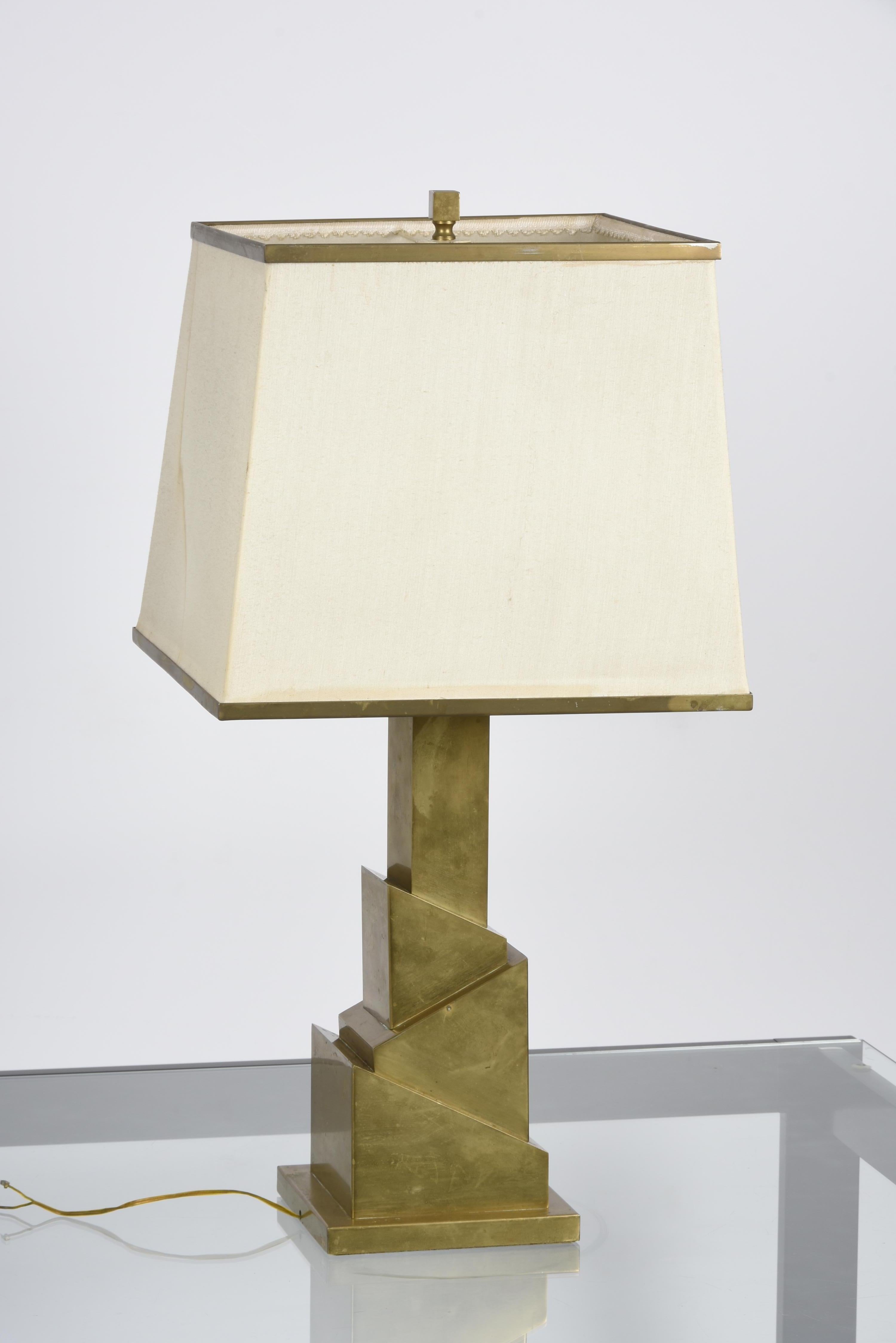 Midcentury Romeo Rega Brass Table Lamp with Skyscraper Structure, Italy, 1970s 3