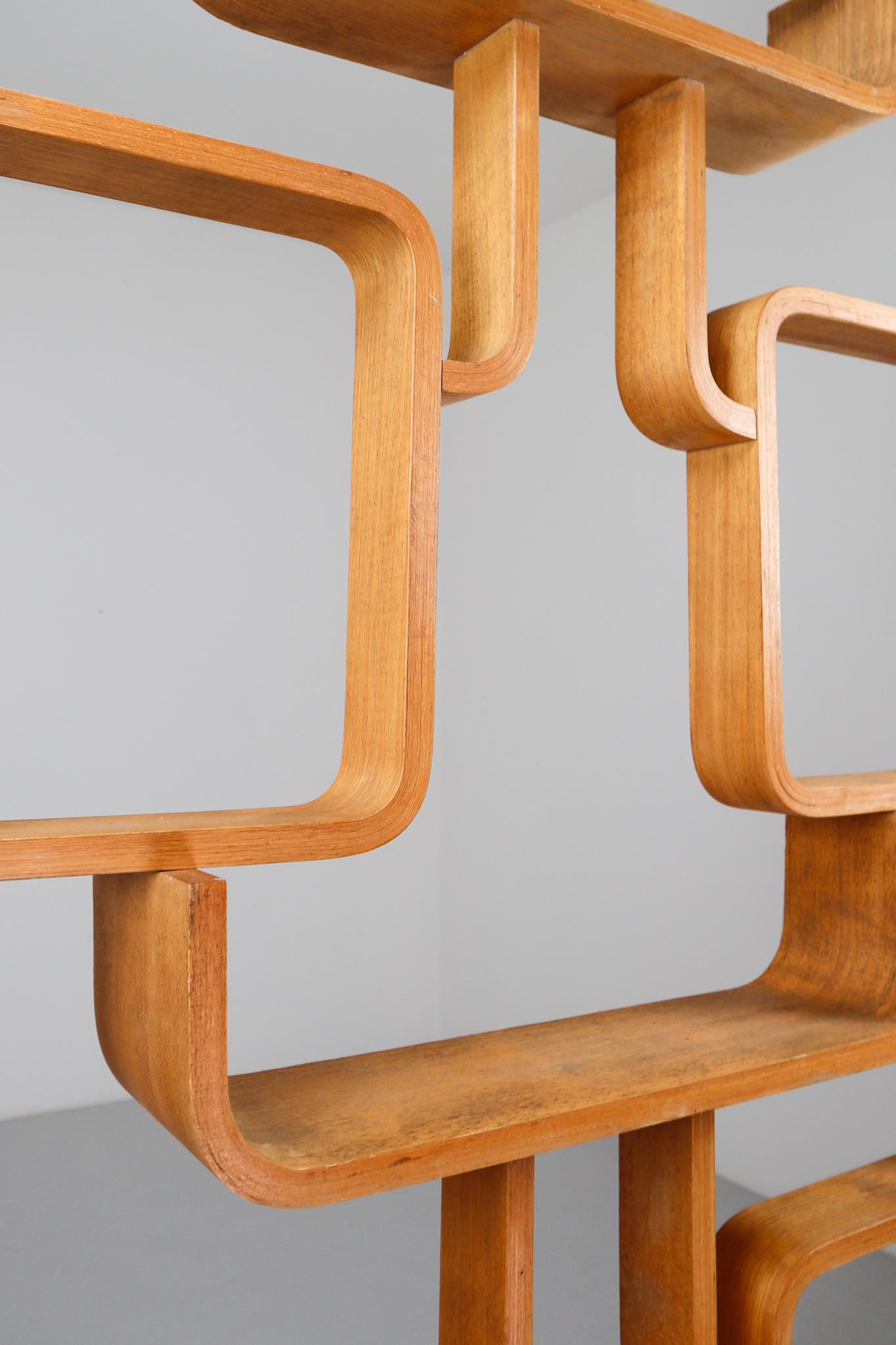 Midcentury Room Divider in Blond Bentwood by Ludvik Volak Czech Republic, 1960s 1