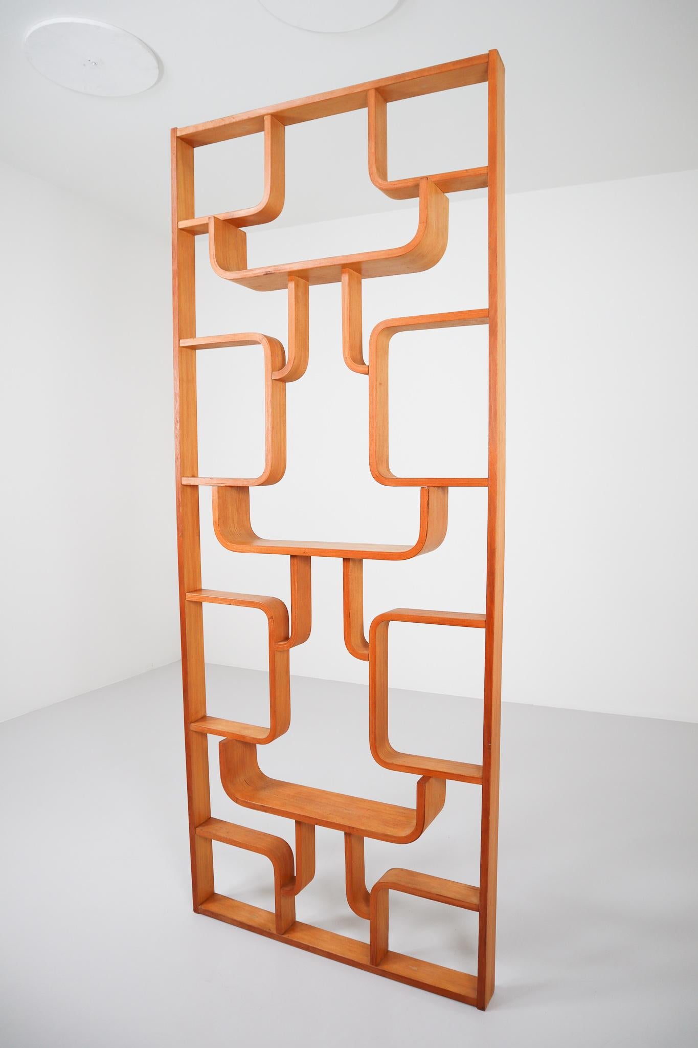 Czech Midcentury Room Divider in Blond Bentwood, circa 1960s