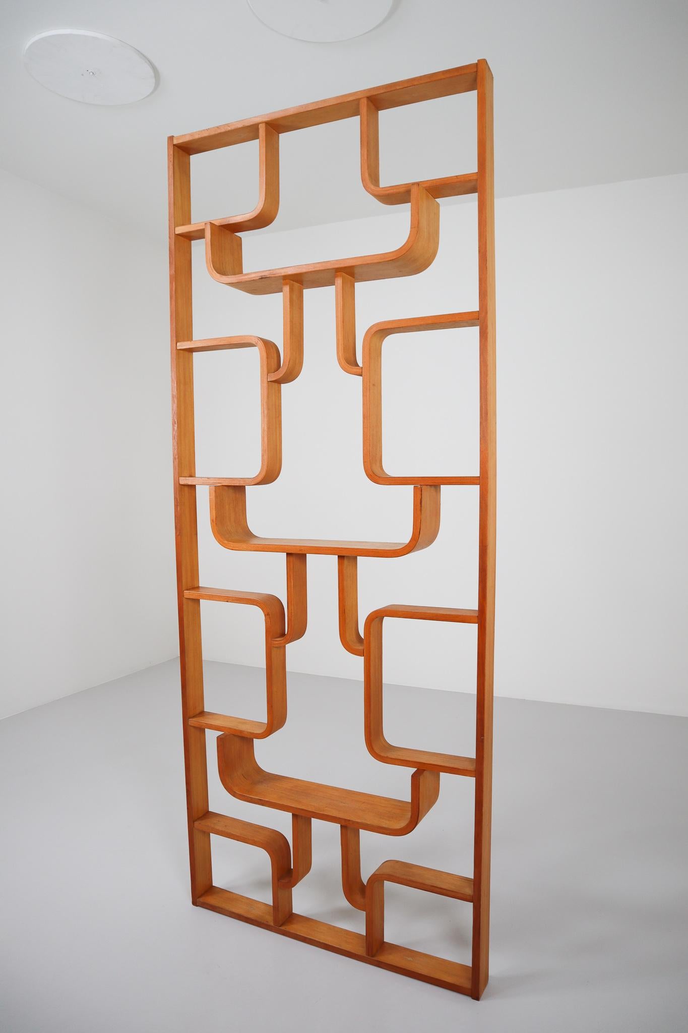 Midcentury Room Divider in Blond Bentwood, circa 1960s In Good Condition In Almelo, NL