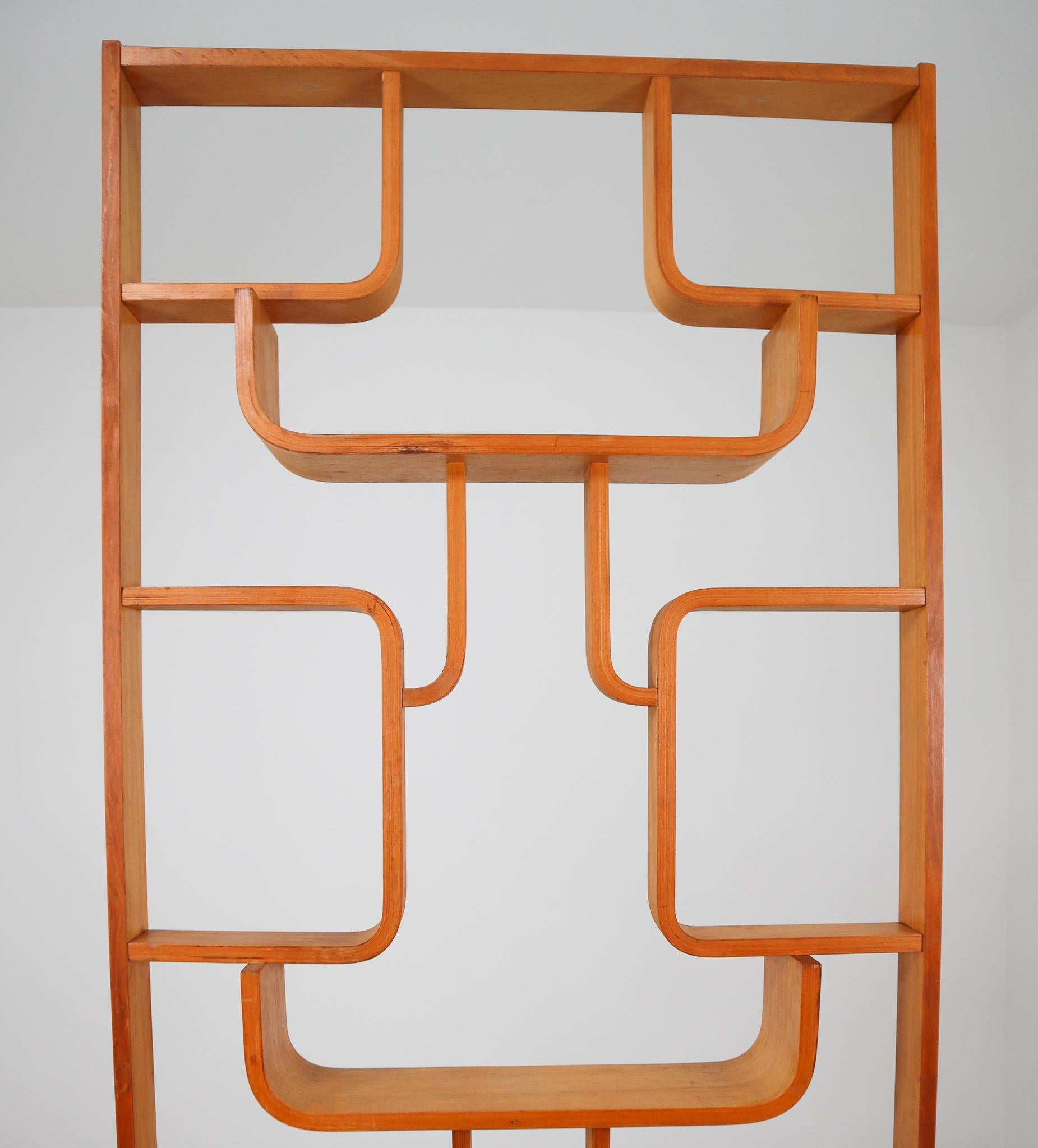 Midcentury Room Divider in Blond Bentwood, circa 1960s 1