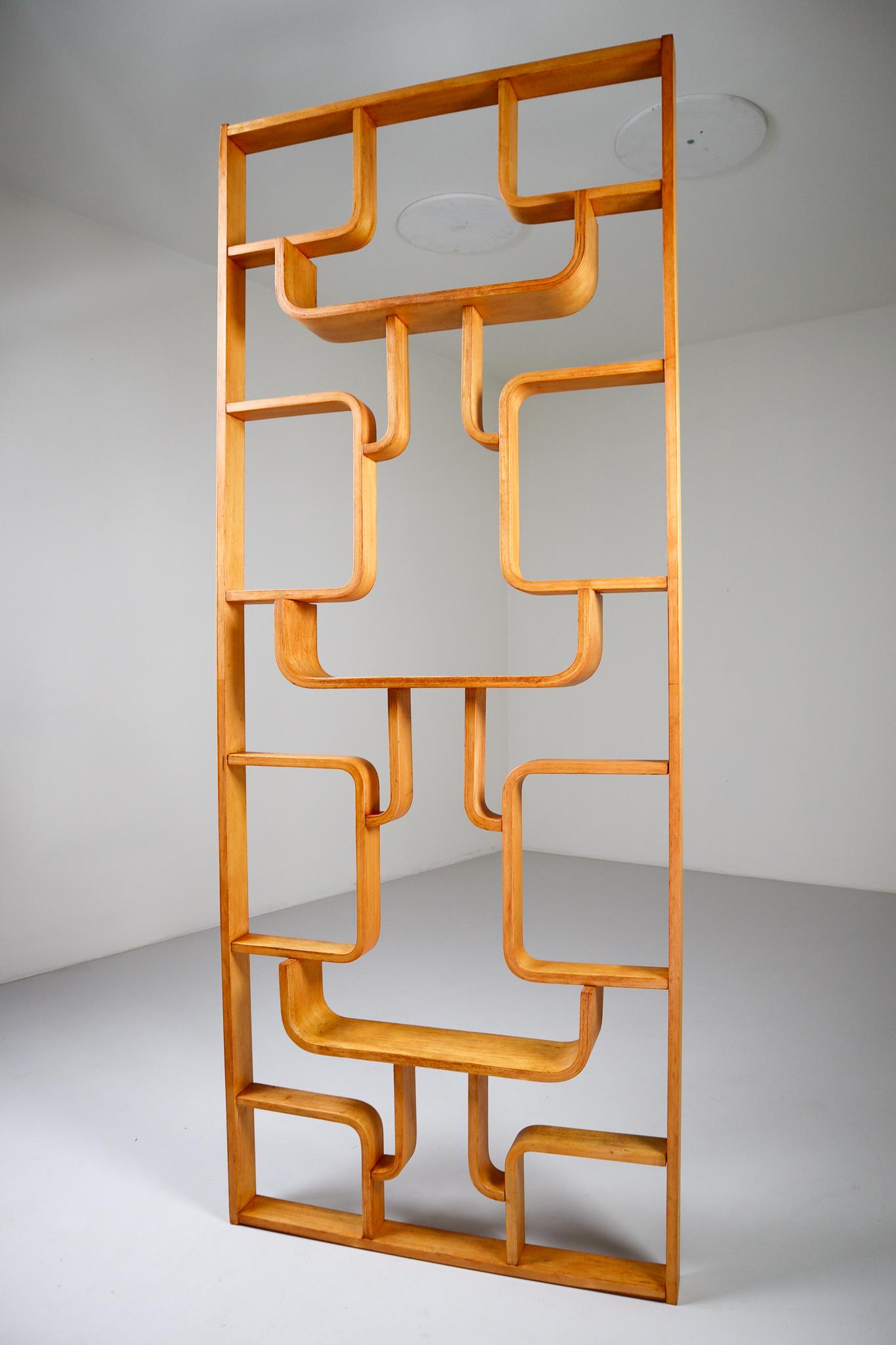 20th Century Midcentury Room Divider in Blond Bentwood, Czech Republic, 1960s