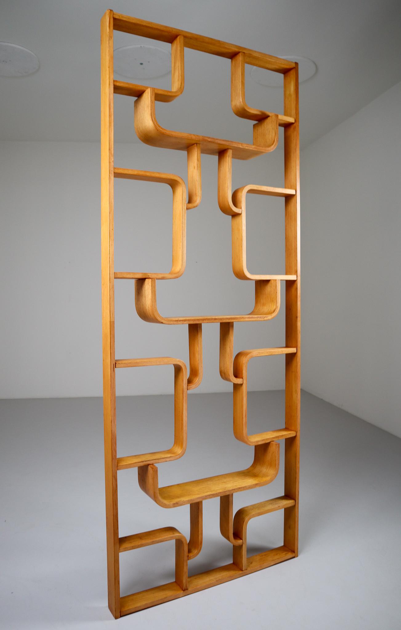 Midcentury Room Divider in Blond Bentwood, Czech Republic, 1960s 2