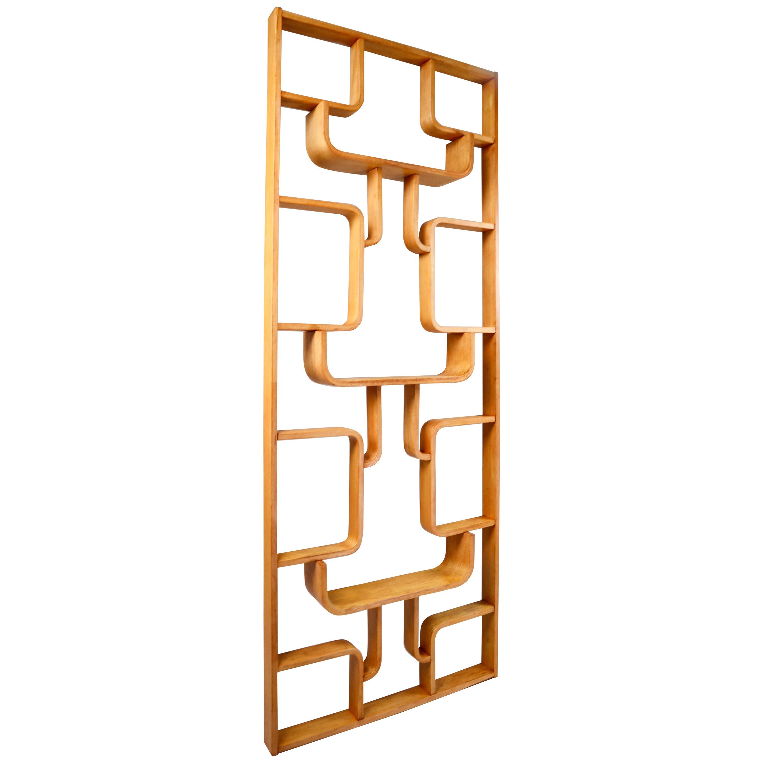 Midcentury Room Divider in Blond Bentwood, Czech Republic, 1960s