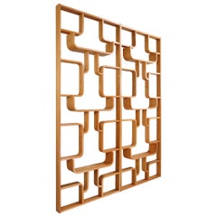 Midcentury Room Divider Shelves in Blond Bent-Wood, Praque, 1960s