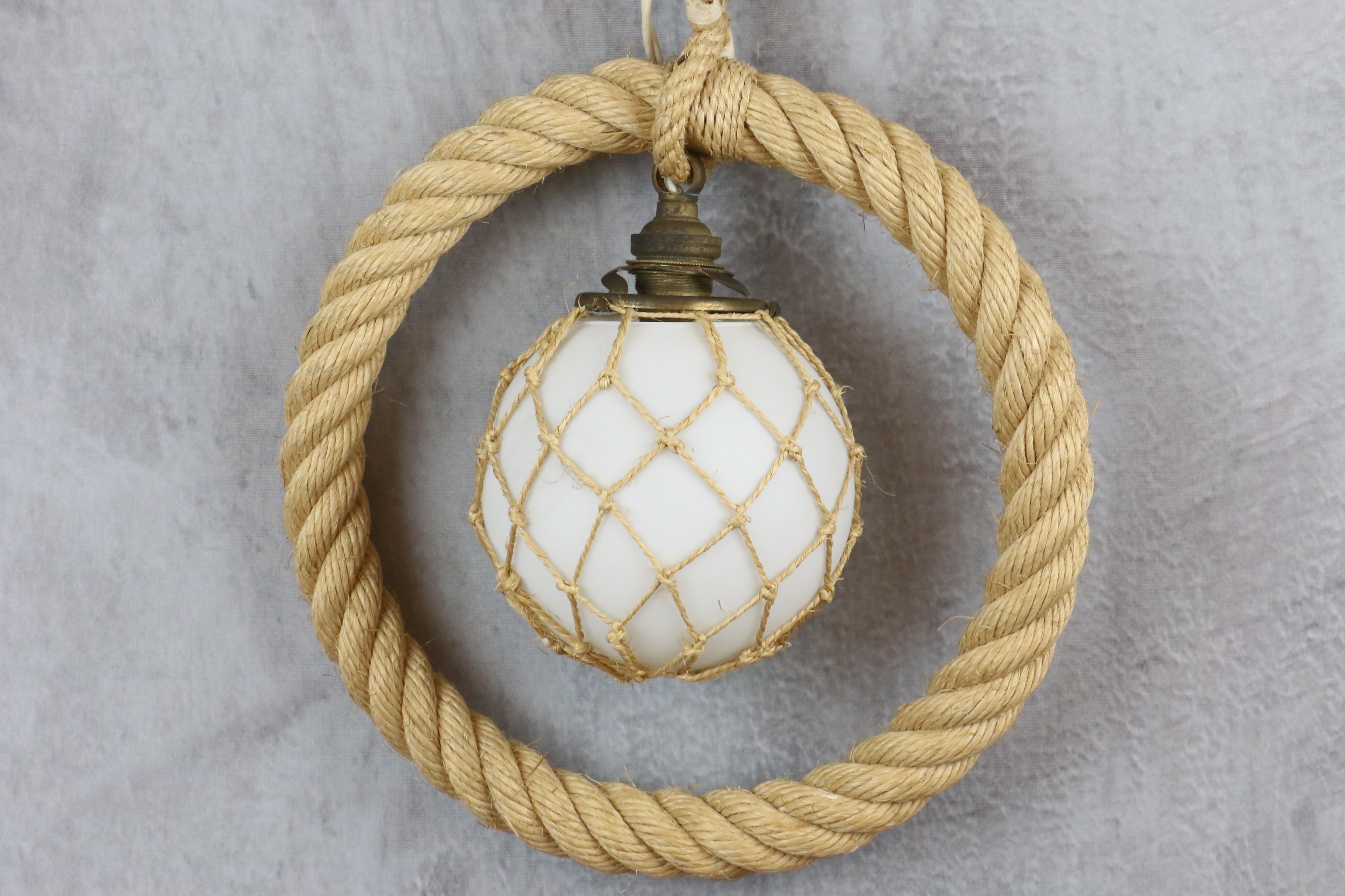 Midcentury Rope Chandelier by Adrien Audoux and Frida Minet, circa 1960 For Sale 3
