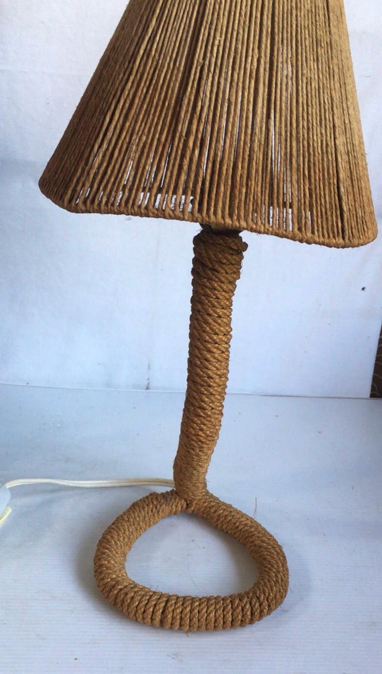 Midcentury rope lamp by Audoux Minet, circa 1960.
Measures: Height / 14.5