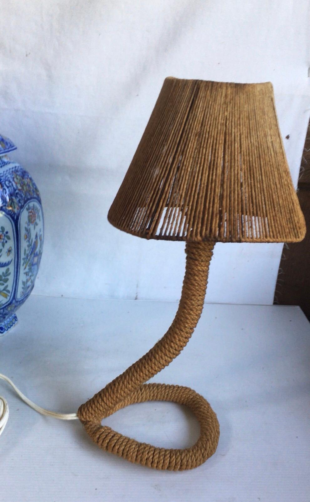 French Midcentury Rope Lamp Audoux Minet, circa 1960