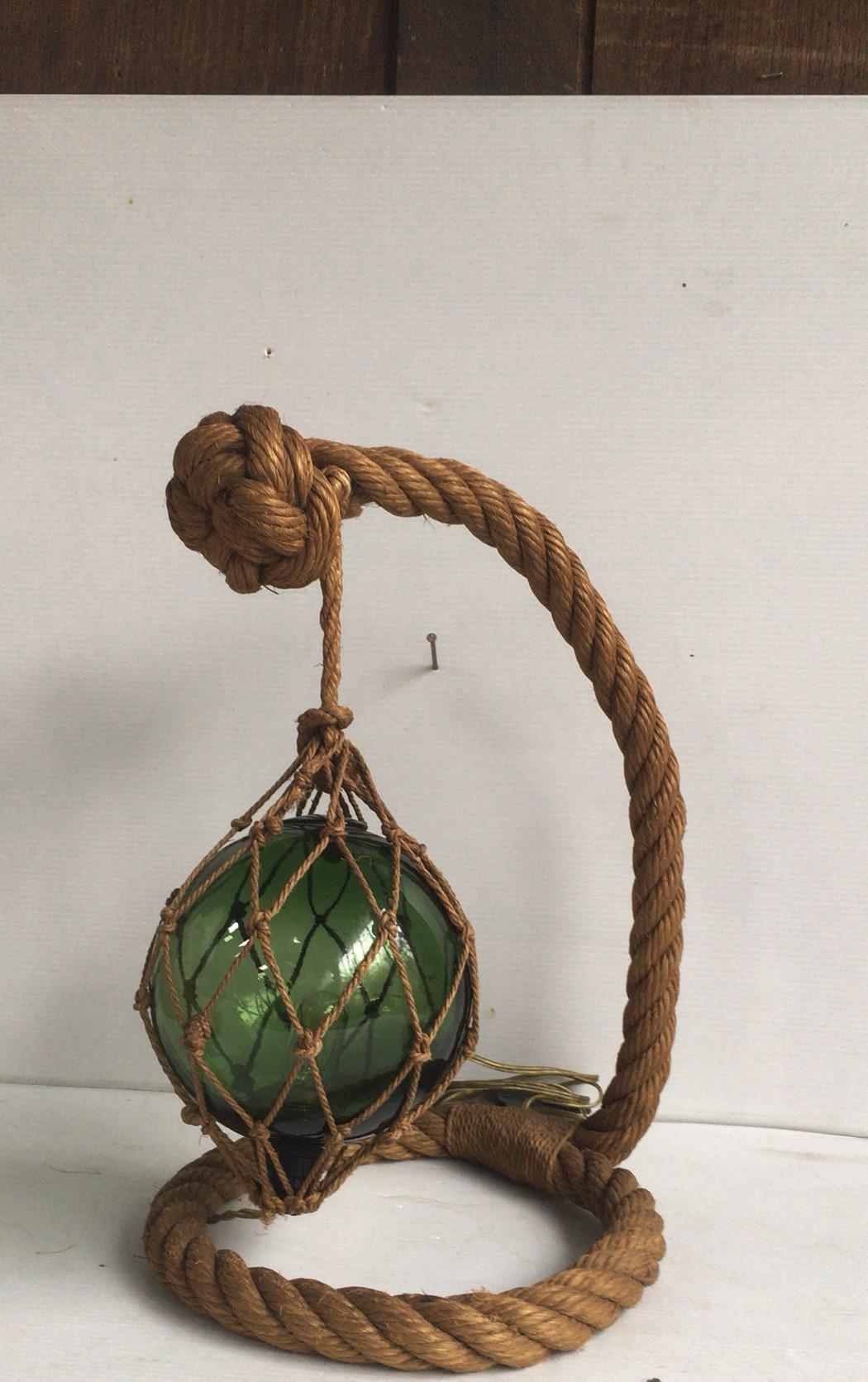 Mid-Century Rope Lamp Adrien Audoux & Frida Minet In Good Condition For Sale In Austin, TX