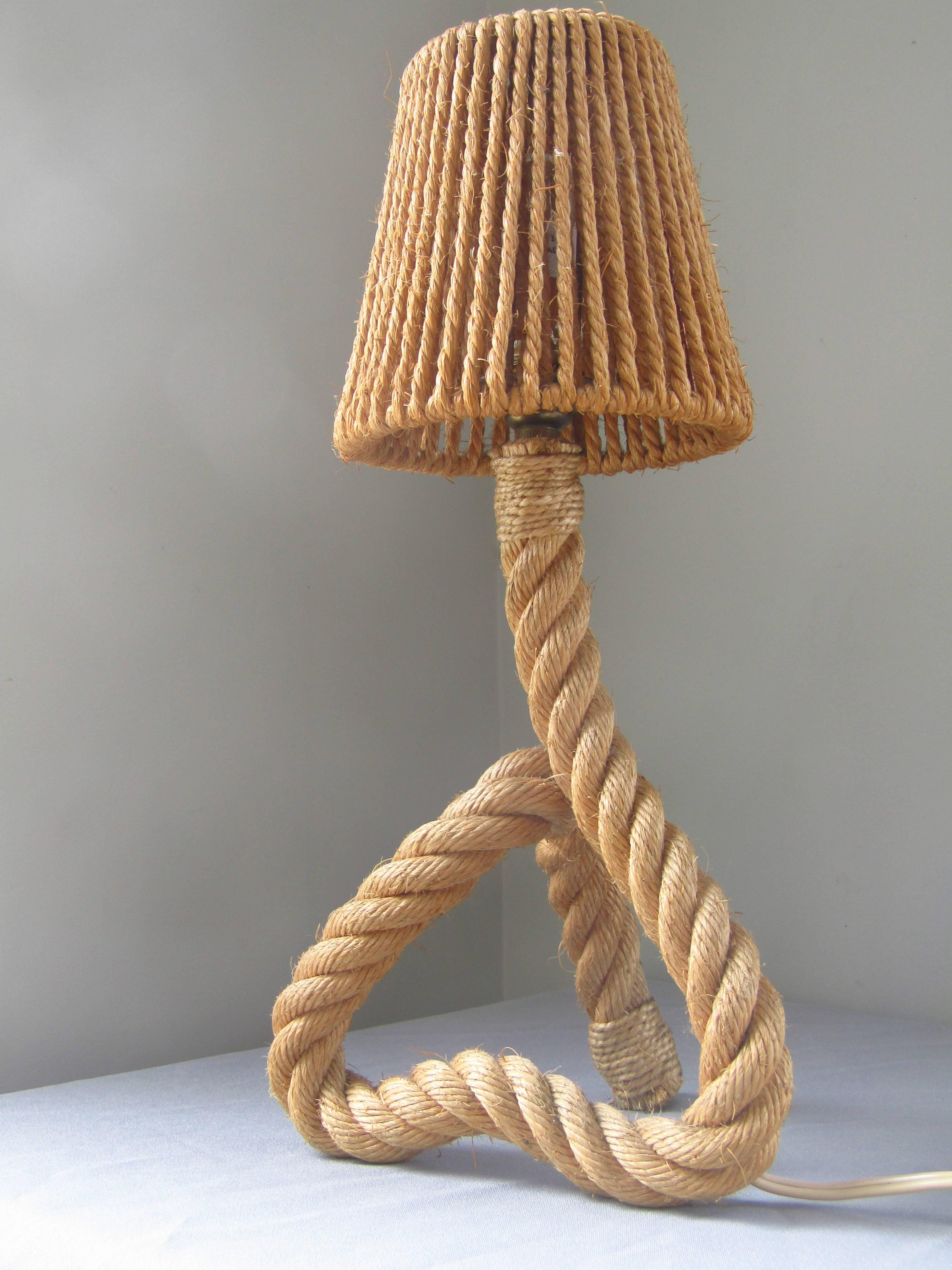 Mid-20th Century Midcentury Rope Table Desk Lamp Audoux and Minet, France, 1960s