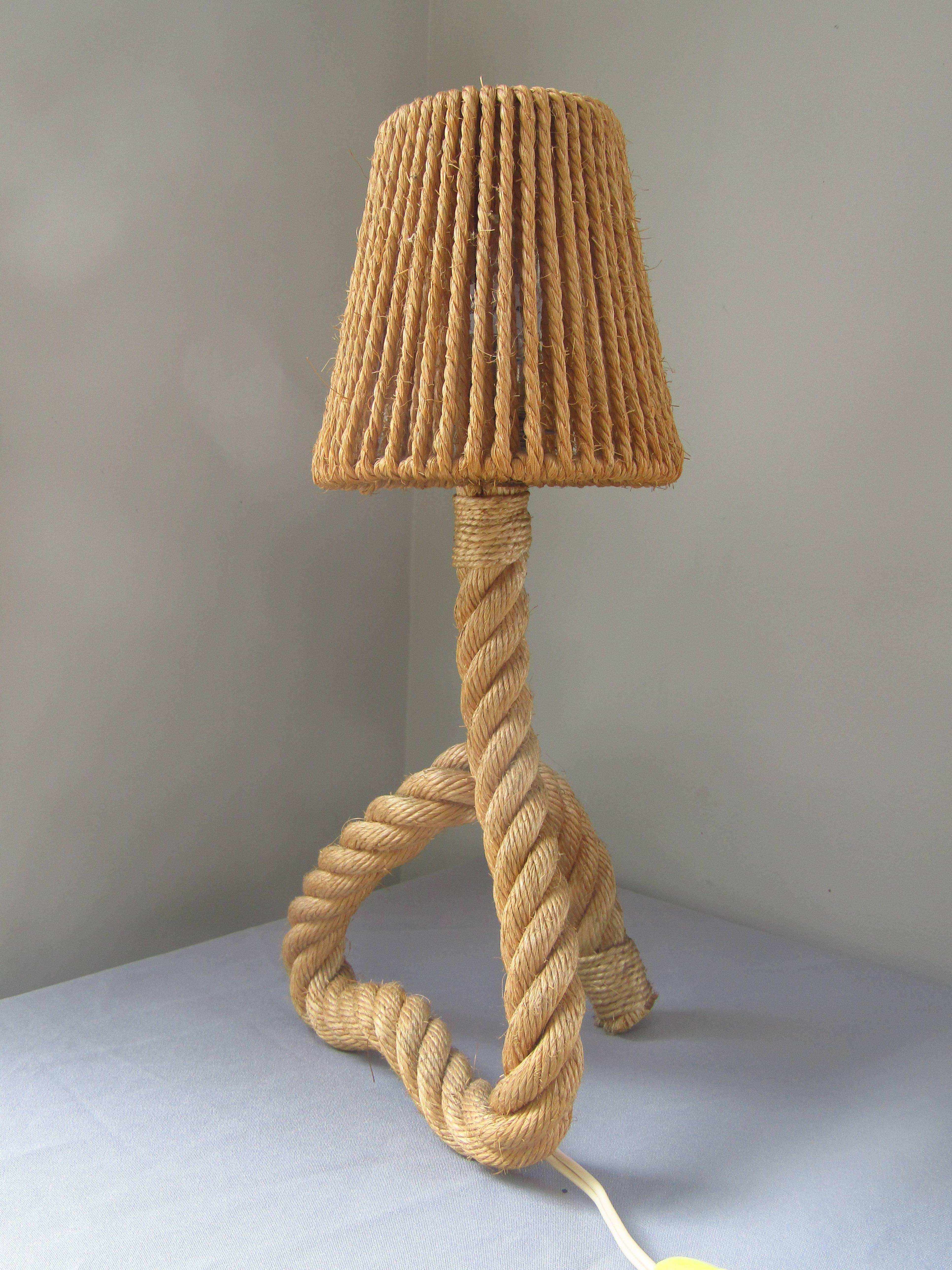 Midcentury Rope Table Desk Lamp Audoux and Minet, France, 1960s 3