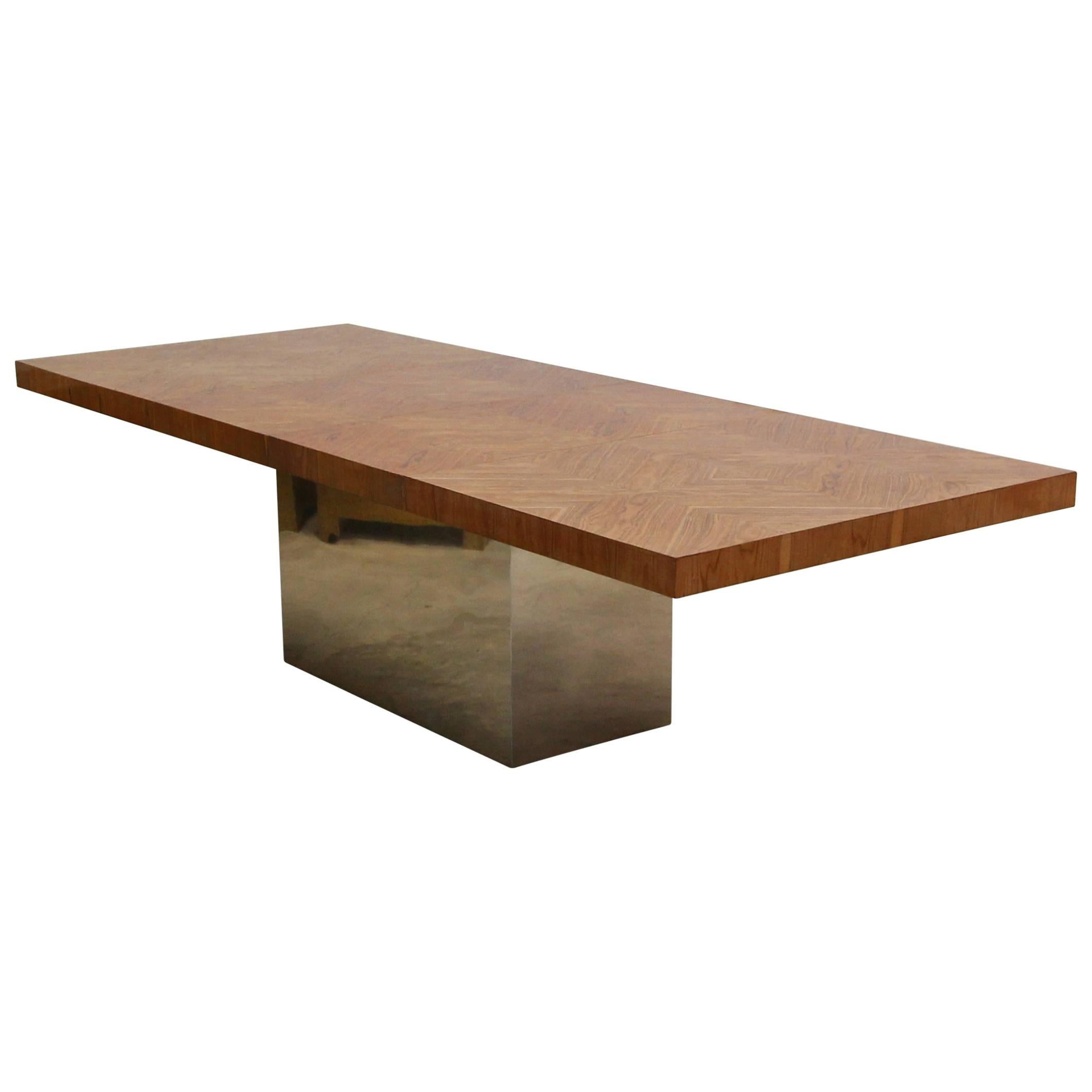 Midcentury Rose Gold Copper Pedestal Dining Table by Milo Baughman