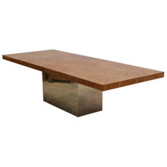 Midcentury Rose Gold Copper Pedestal Dining Table by Milo Baughman