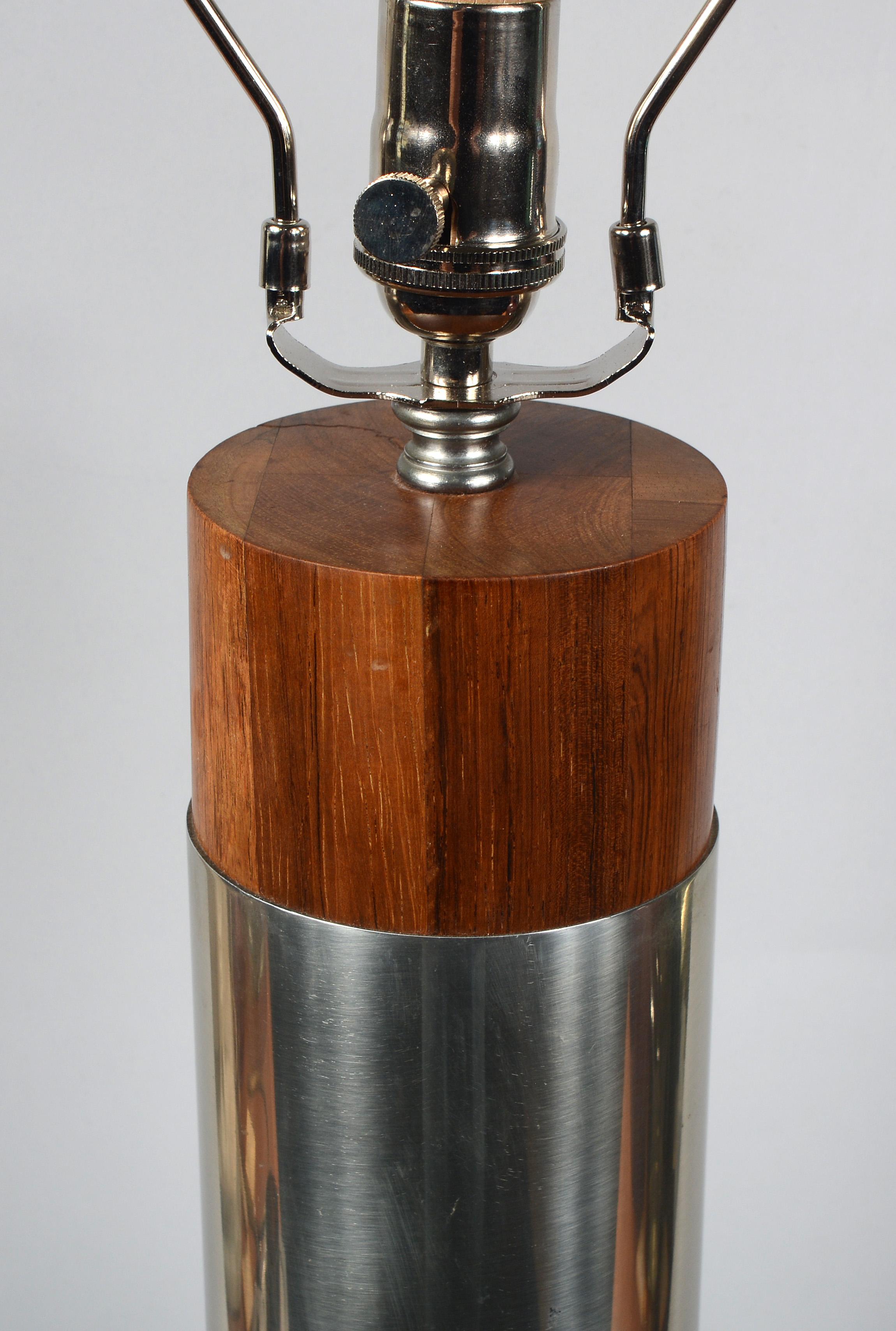 Mid-Century Modern Midcentury Rosewood and Aluminum Table Lamp