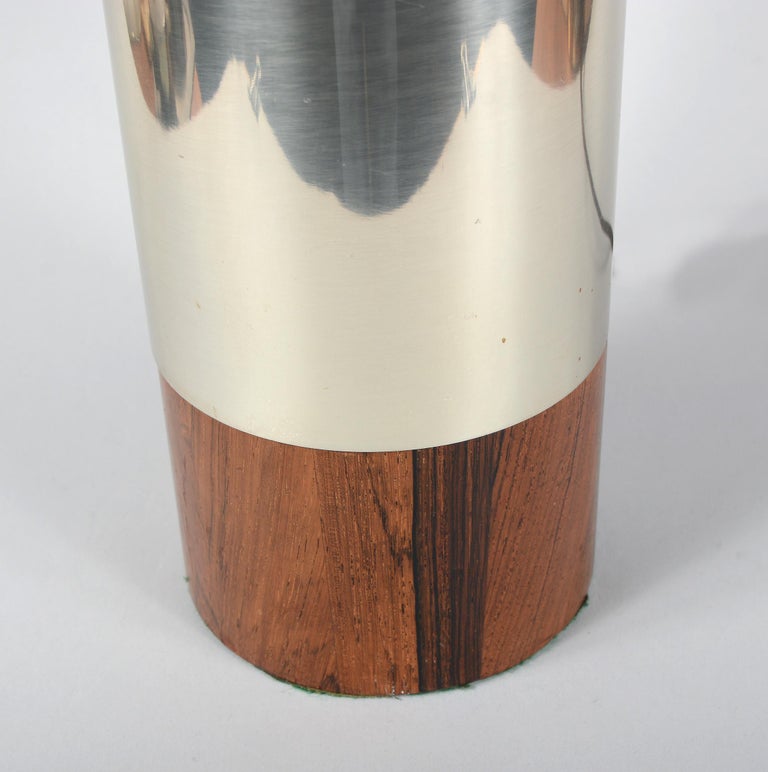 Midcentury Rosewood and Aluminum Table Lamp For Sale at 1stdibs