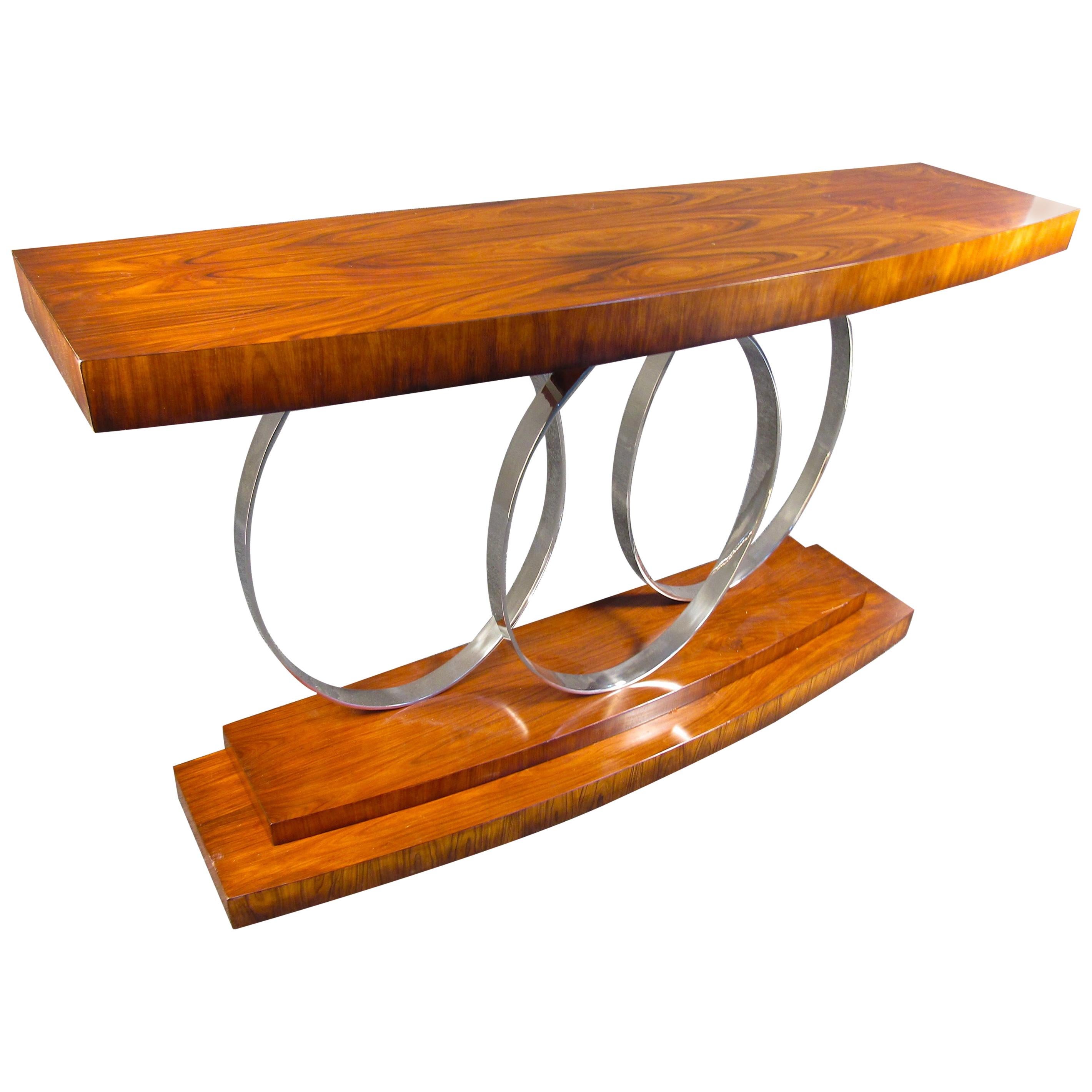 Midcentury Rosewood and Chrome Console Table