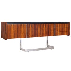 Midcentury Rosewood and Chrome Credenza by Ste. Marie & Laurent