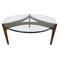 Midcentury Rosewood and Glass Coffee Table by S. Ellekaer, Denmark, circa 1960