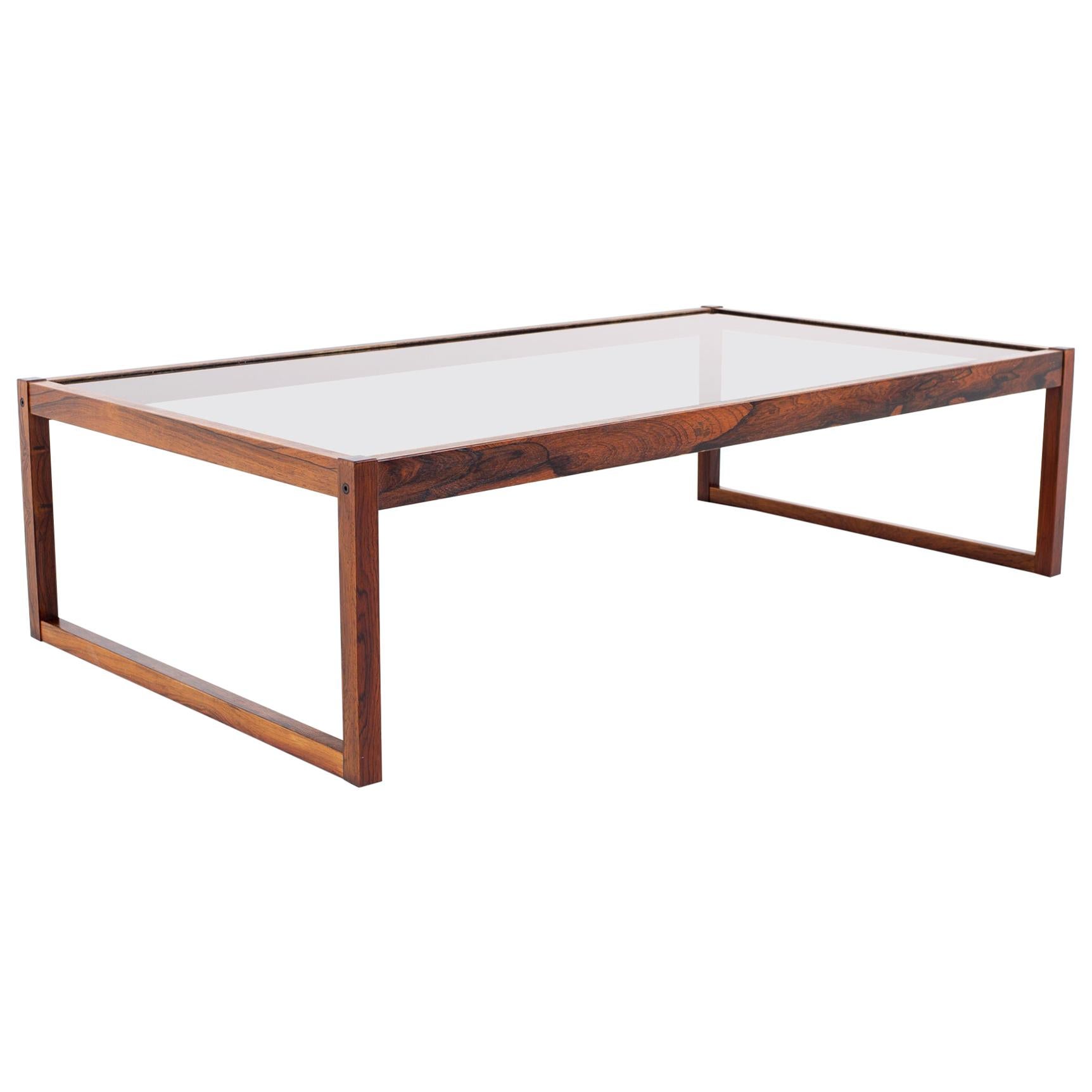 Midcentury Rosewood and Glass Coffee Table