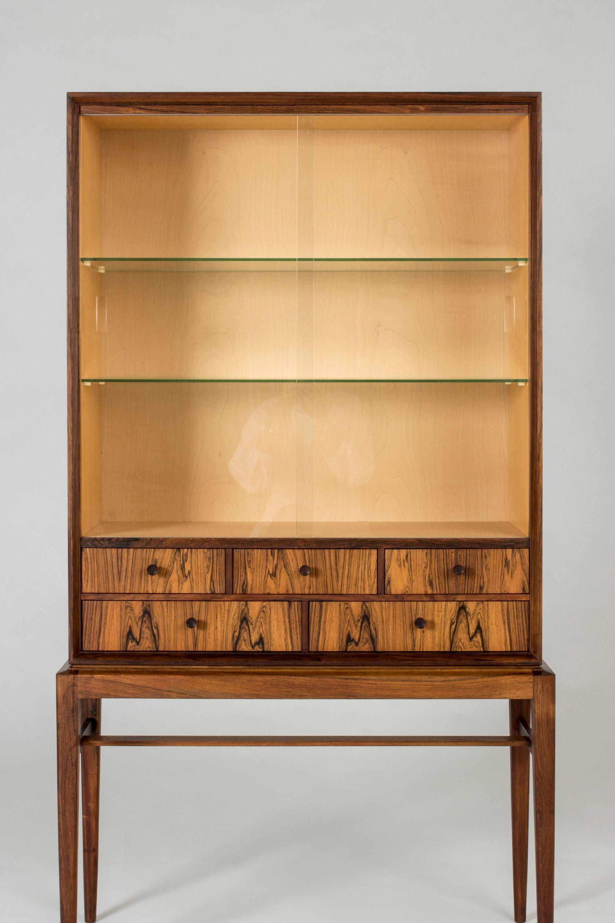 Swedish Midcentury Rosewood and Glass Vitrine Cabinet by Svante Skogh for Seffle