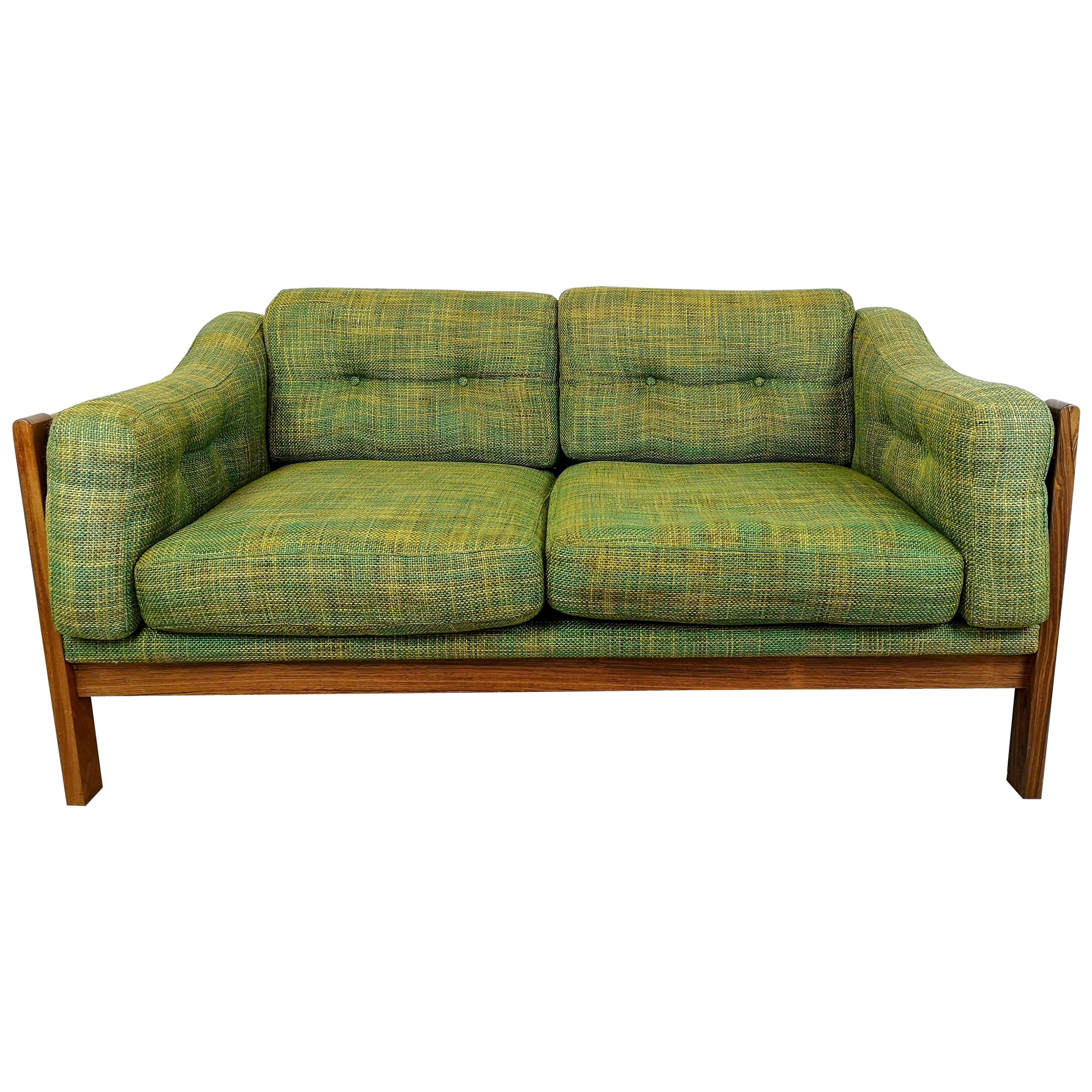 Midcentury Rosewood and Green Cushions Sofa "Monte Carlo", Sweden, 1960s